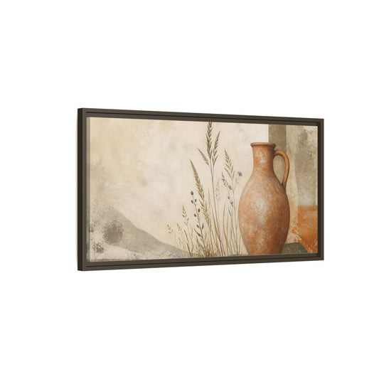 Main Mockup. Terracotta Pitcher & Grasses shown as framed canvas print