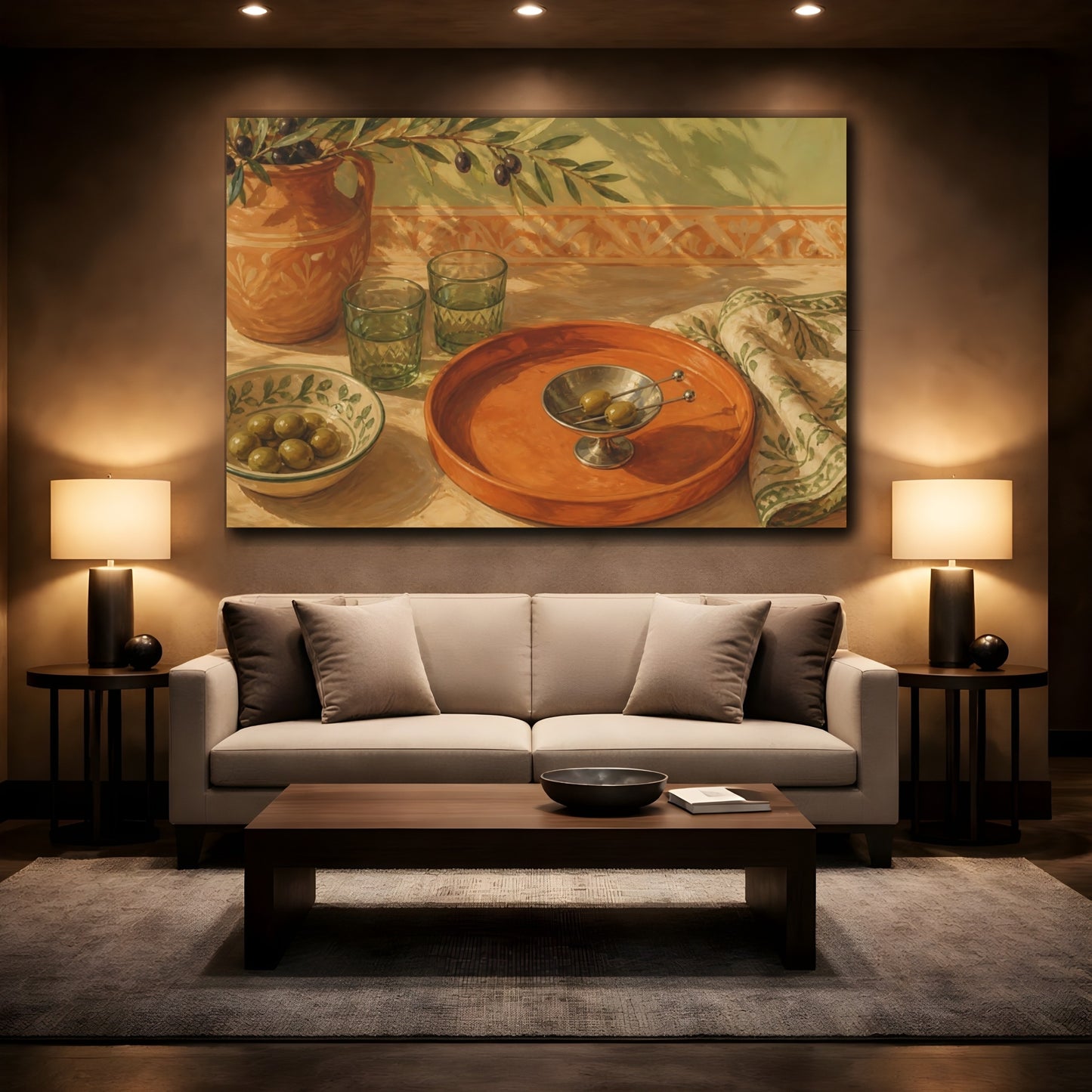 Mockup 2. Terracotta Tray With Olives shown as canvas print