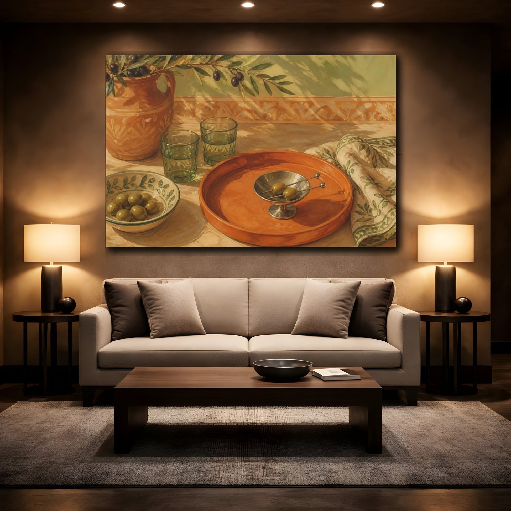 Mockup 2. Terracotta Tray With Olives shown as canvas print