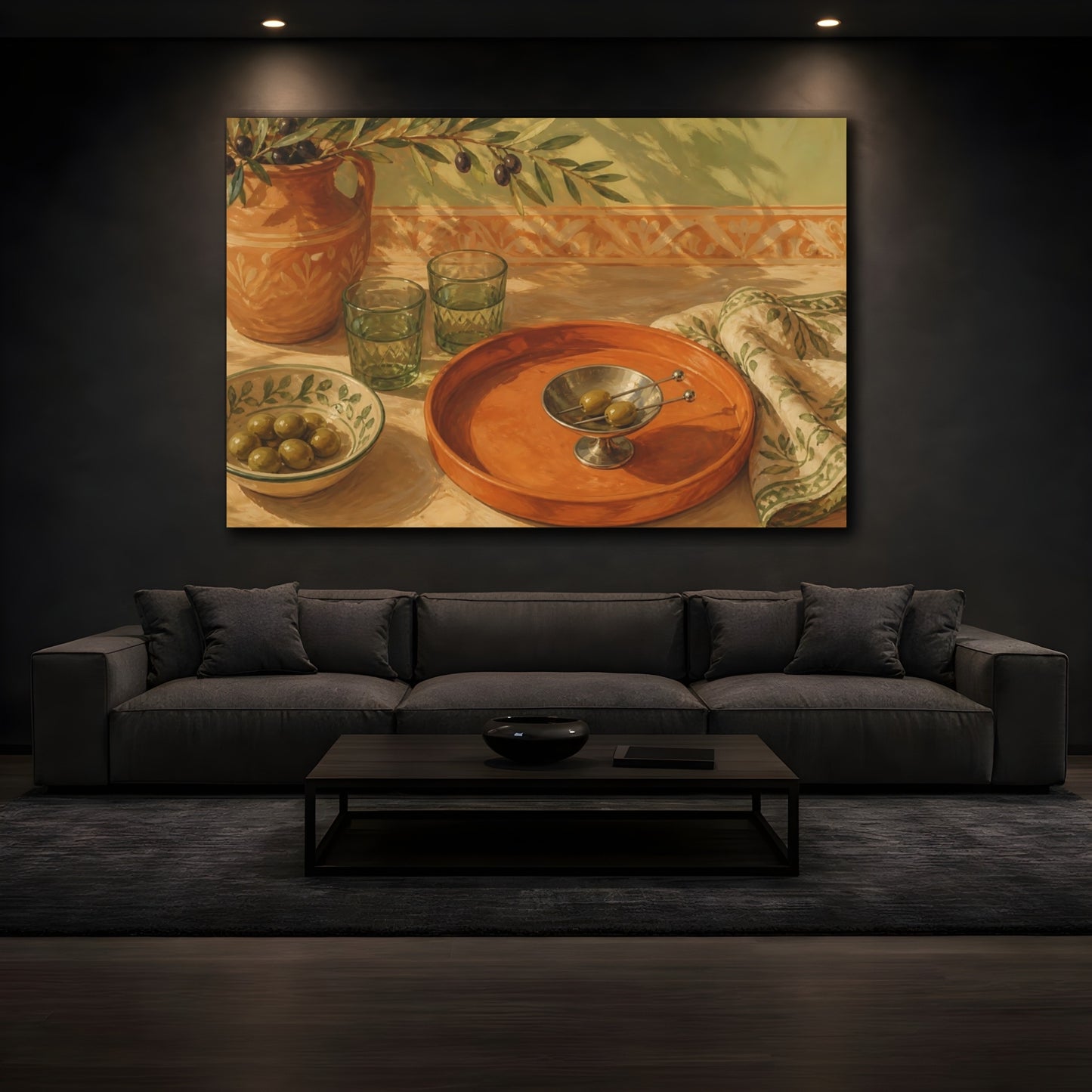 Mockup 3. Terracotta Tray With Olives shown as canvas print