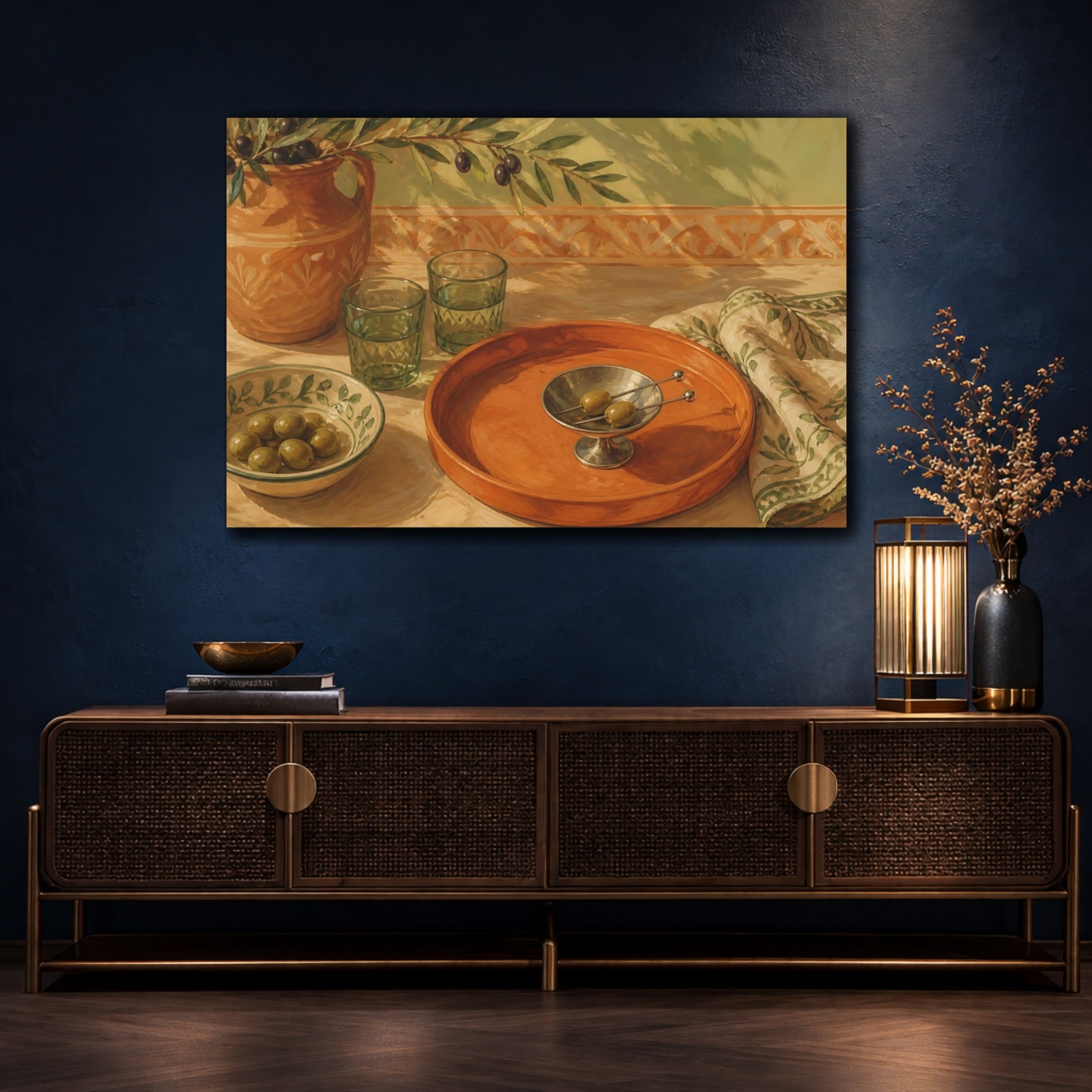 Mockup 4. Terracotta Tray With Olives shown as canvas print