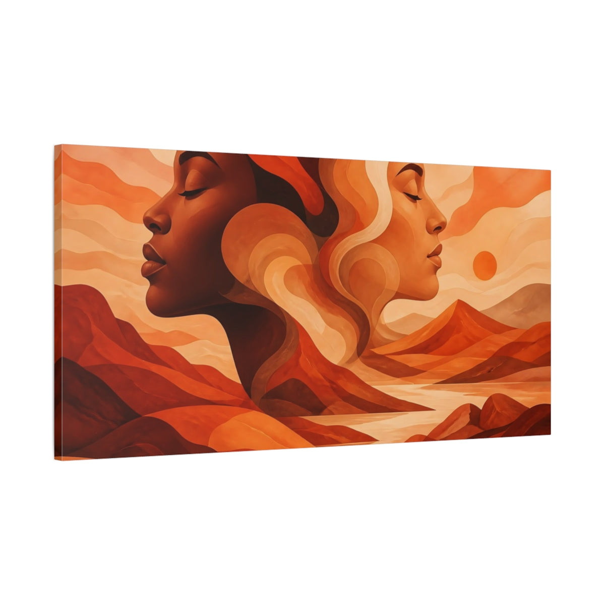 Main Mockup. Terracotta Twin Profiles shown as canvas print