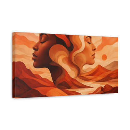 Side Mockup 3. Terracotta Twin Profiles shown as canvas print