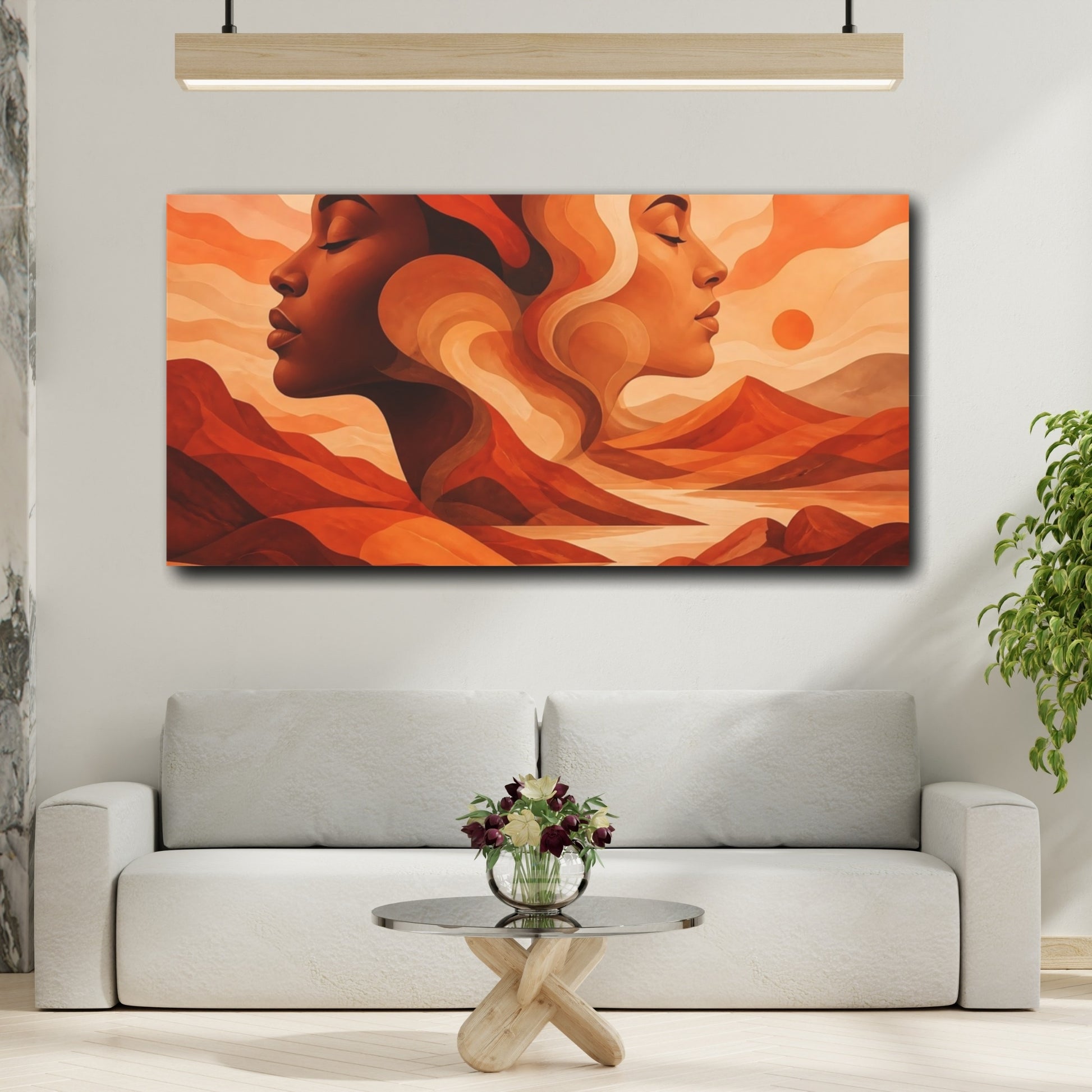 Mockup 2. Terracotta Twin Profiles shown as canvas print