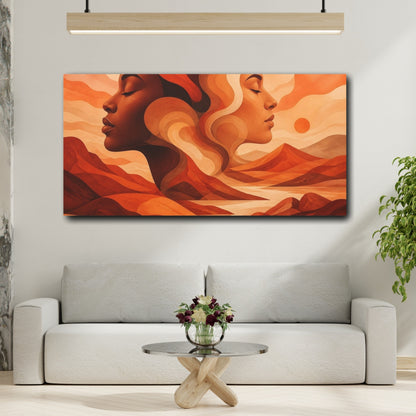 Mockup 2. Terracotta Twin Profiles shown as canvas print