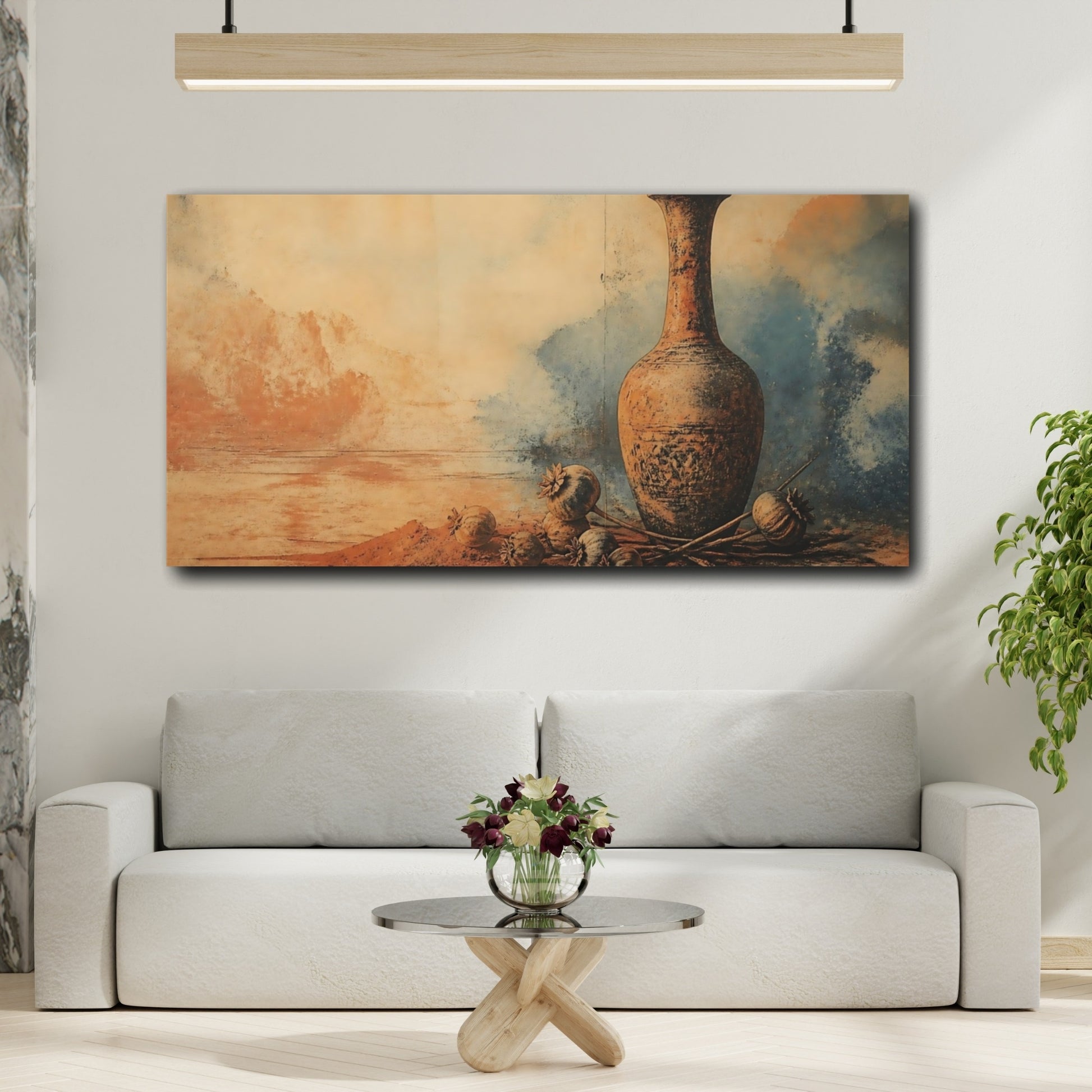 Mockup 2. Terracotta Vase & Seedpods shown as canvas print