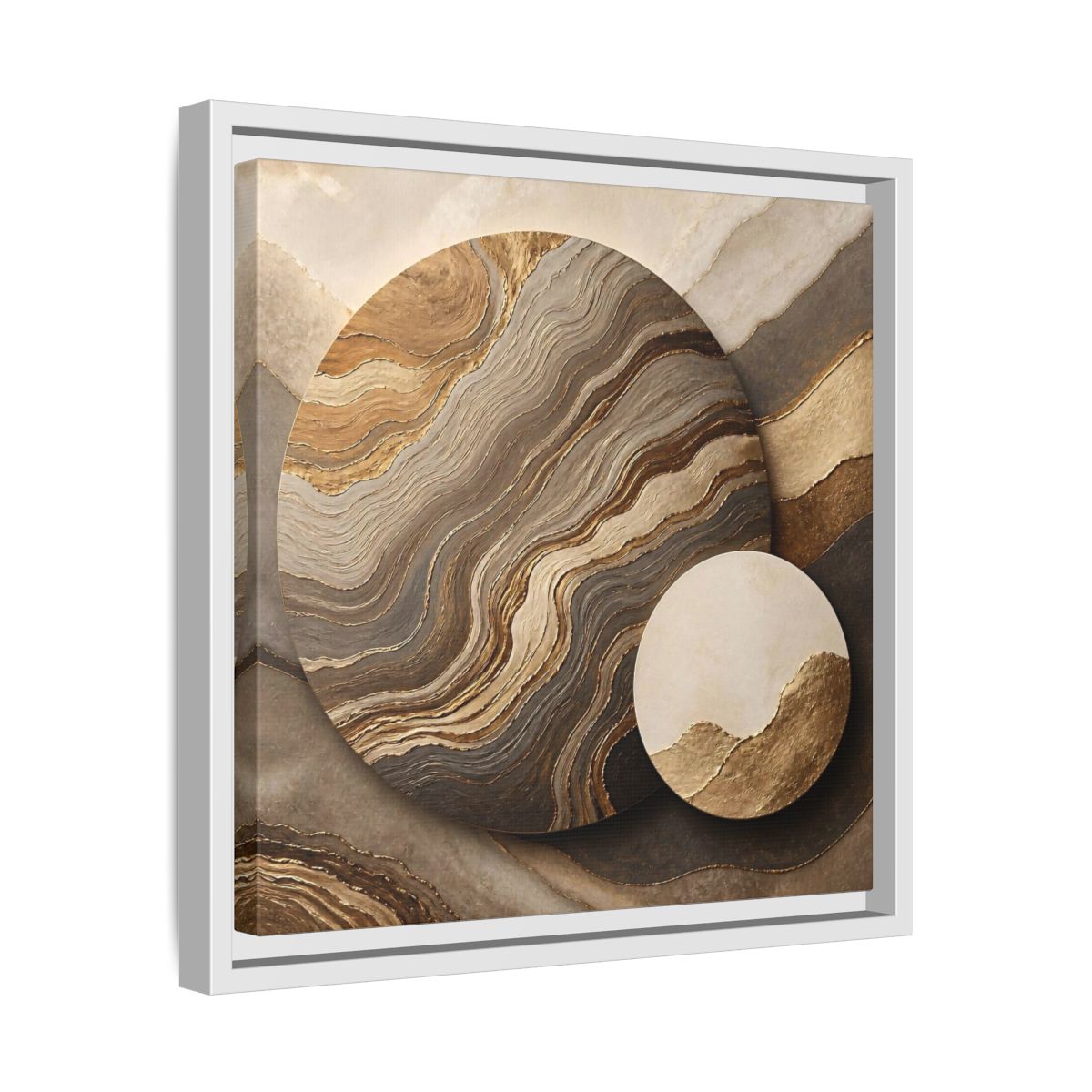 Side Mockup 28. Textured Circle Accent shown as framed canvas print