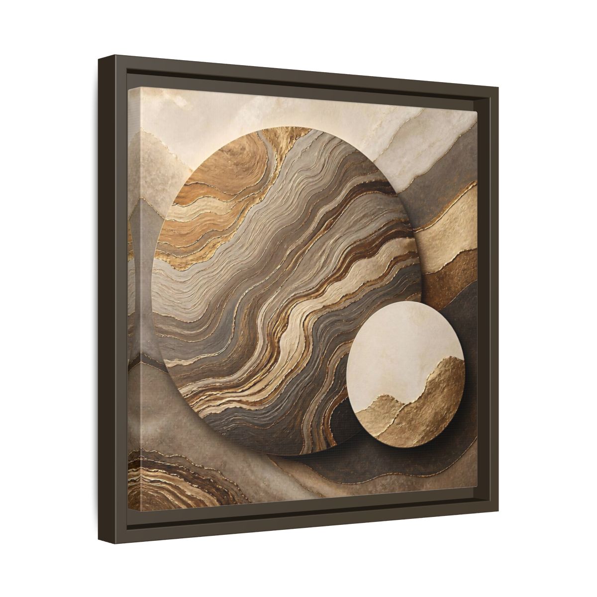 Side Mockup 29. Textured Circle Accent shown as framed canvas print