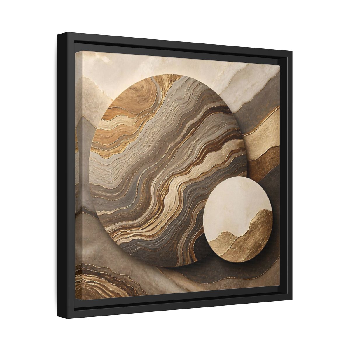 Side Mockup 32. Textured Circle Accent shown as framed canvas print