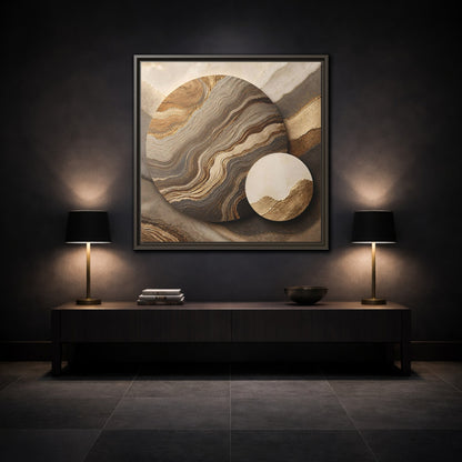 Mockup 3. Textured Circle Accent shown as framed canvas print