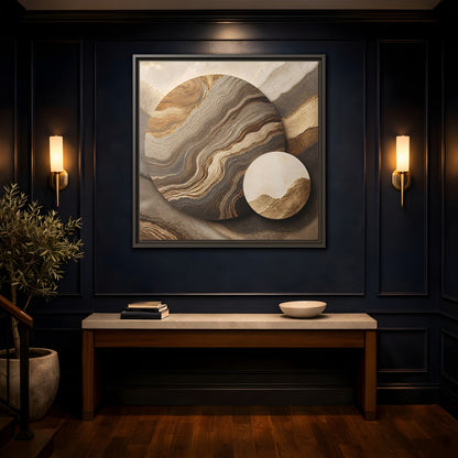Mockup 4. Textured Circle Accent shown as framed canvas print