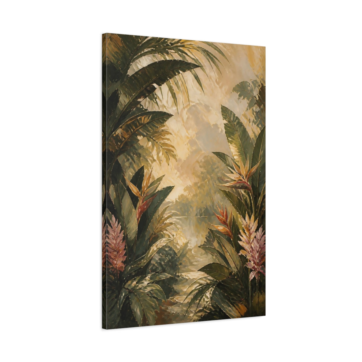 Main Mockup. Textured Tropical Foliage shown as canvas print