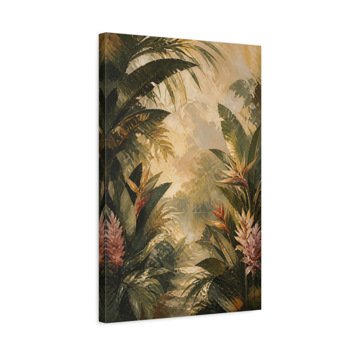 Side Mockup 3. Textured Tropical Foliage shown as canvas print