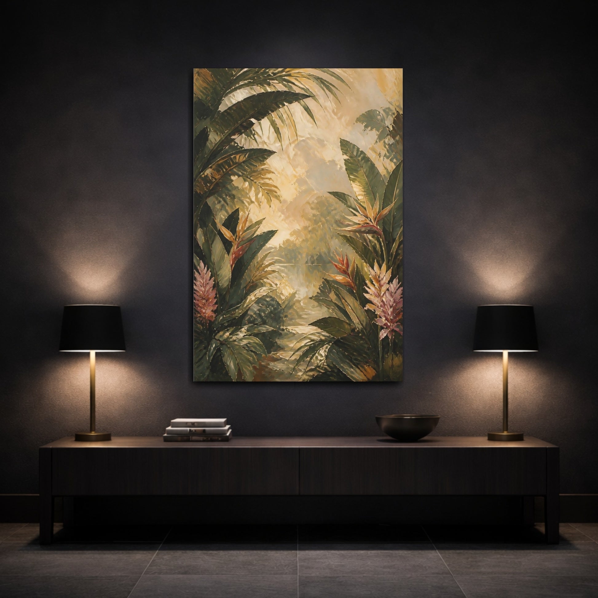 Mockup 3. Textured Tropical Foliage shown as canvas print
