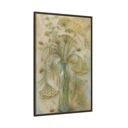 Side Mockup 8. Textured Wildflower Vase shown as framed canvas print