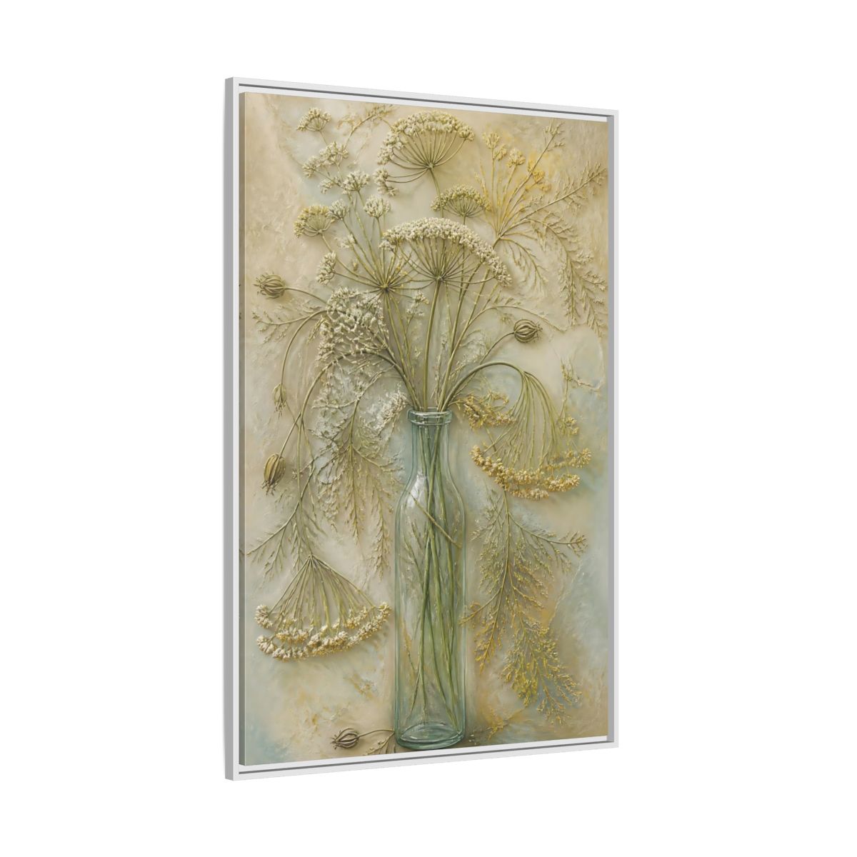 Side Mockup 7. Textured Wildflower Vase shown as framed canvas print