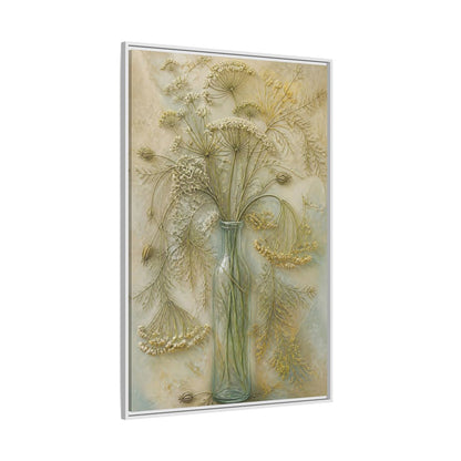 Side Mockup 7. Textured Wildflower Vase shown as framed canvas print