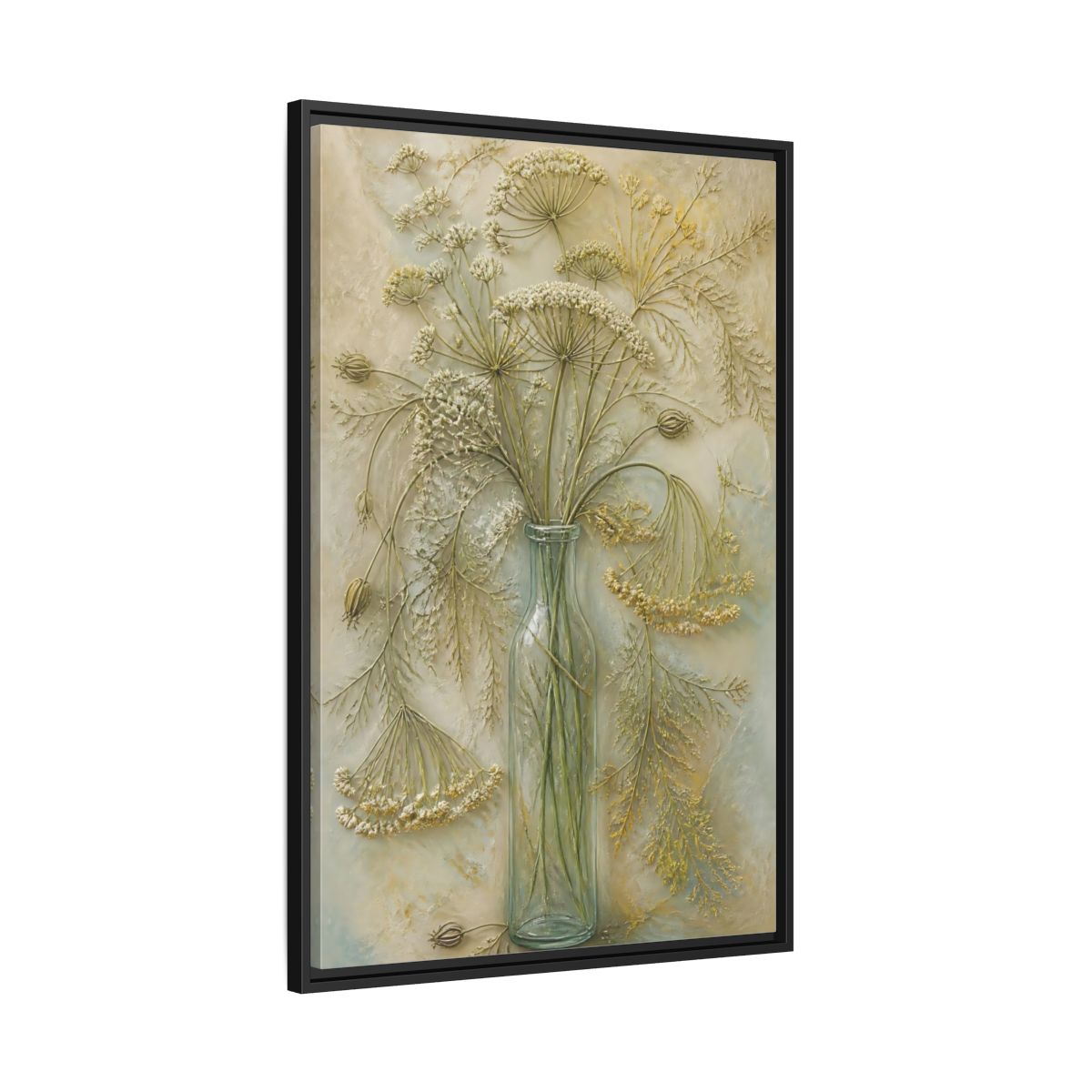 Side Mockup 13. Textured Wildflower Vase shown as framed canvas print