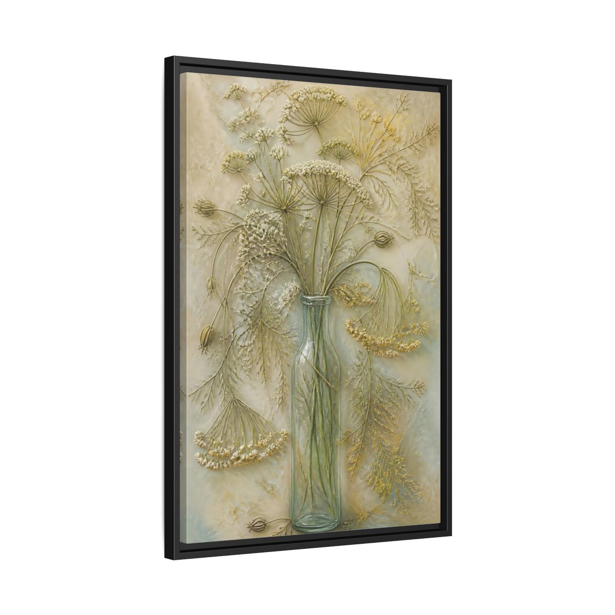 Side Mockup 14. Textured Wildflower Vase shown as framed canvas print