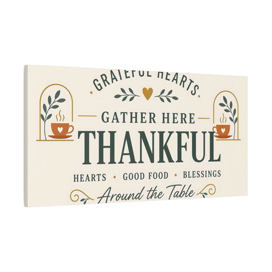 Main Mockup. Thankful Around The Table shown as canvas print