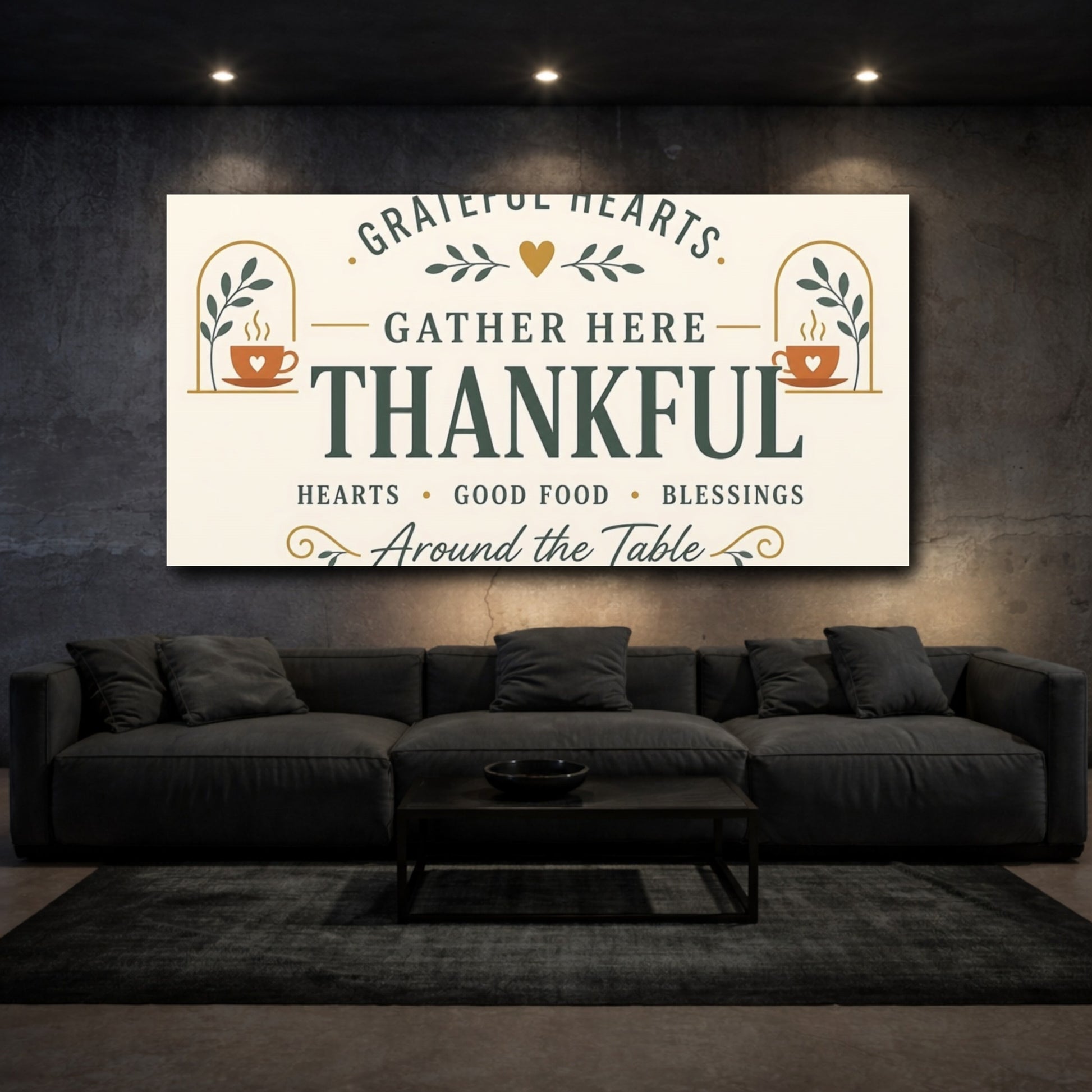 Mockup 3. Thankful Around The Table shown as canvas print