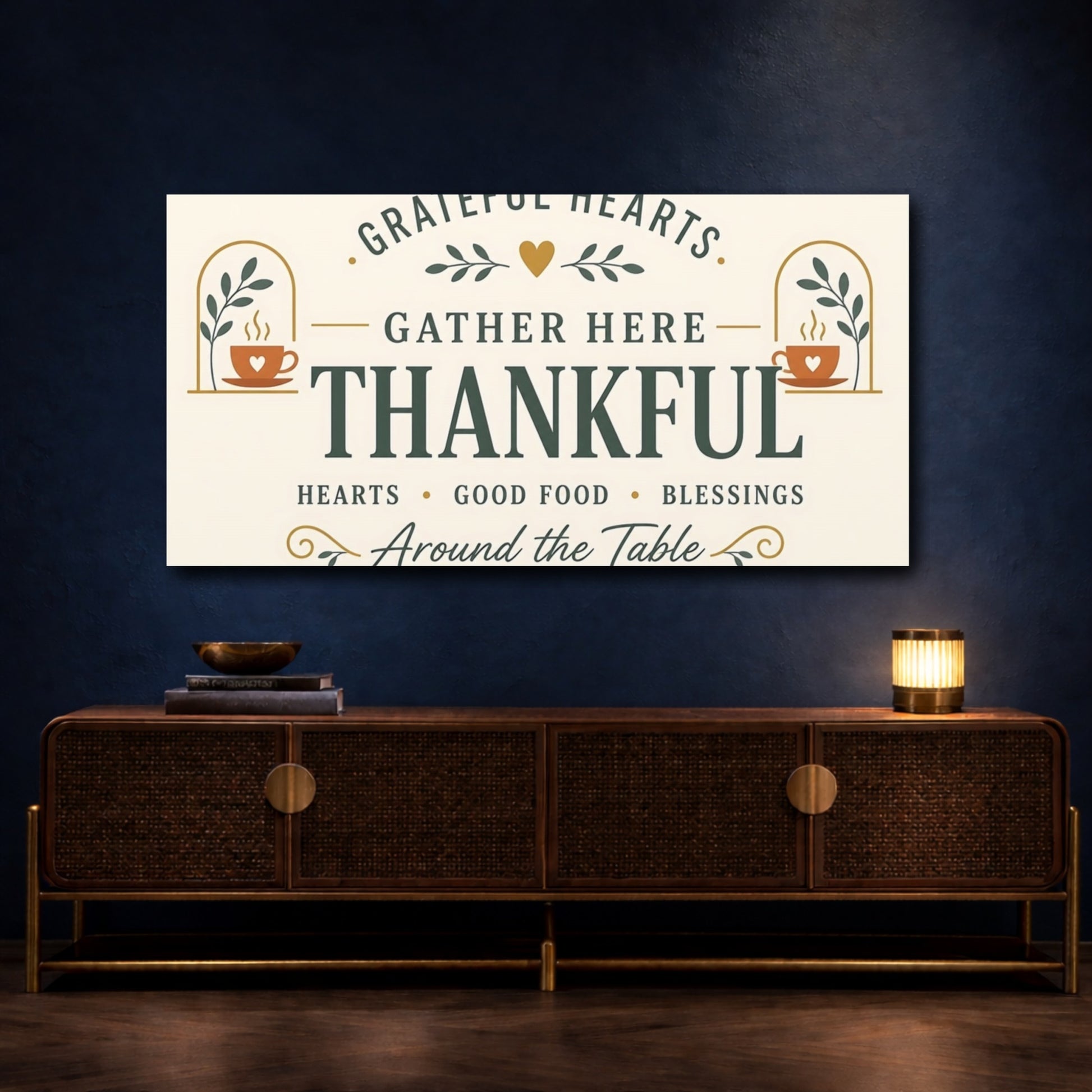 Mockup 4. Thankful Around The Table shown as canvas print