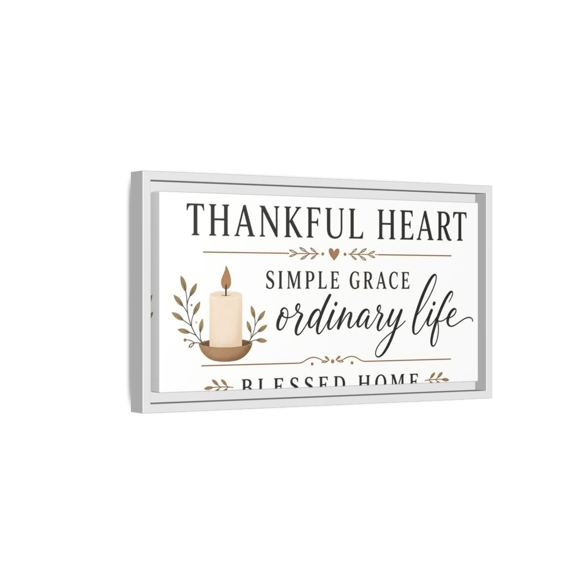 Side Mockup 6. Thankful Heart Wall Decor shown as framed canvas print
