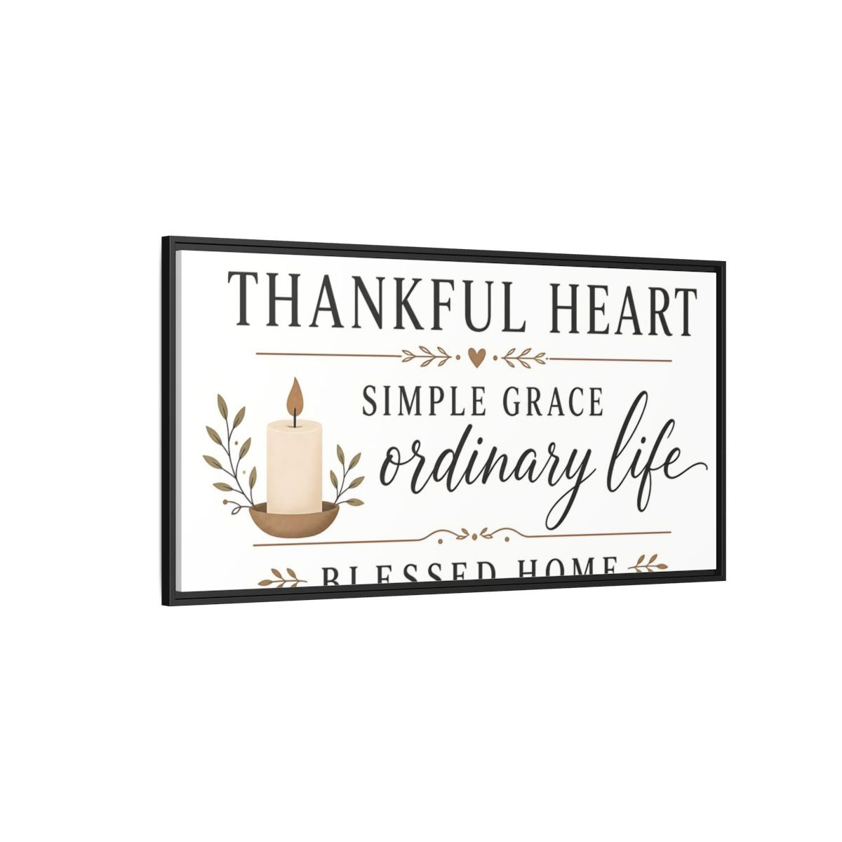 Side Mockup 5. Thankful Heart Wall Decor shown as framed canvas print