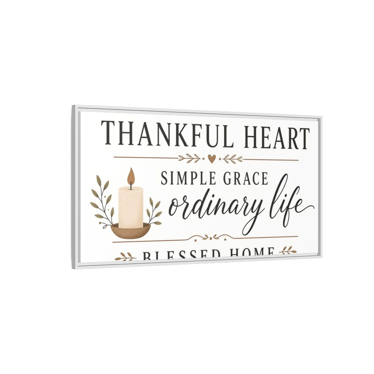 Side Mockup 3. Thankful Heart Wall Decor shown as framed canvas print
