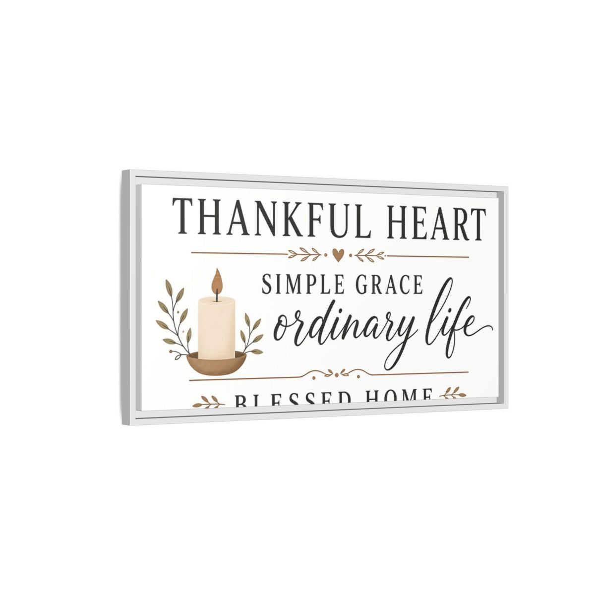 Side Mockup 1. Thankful Heart Wall Decor shown as framed canvas print