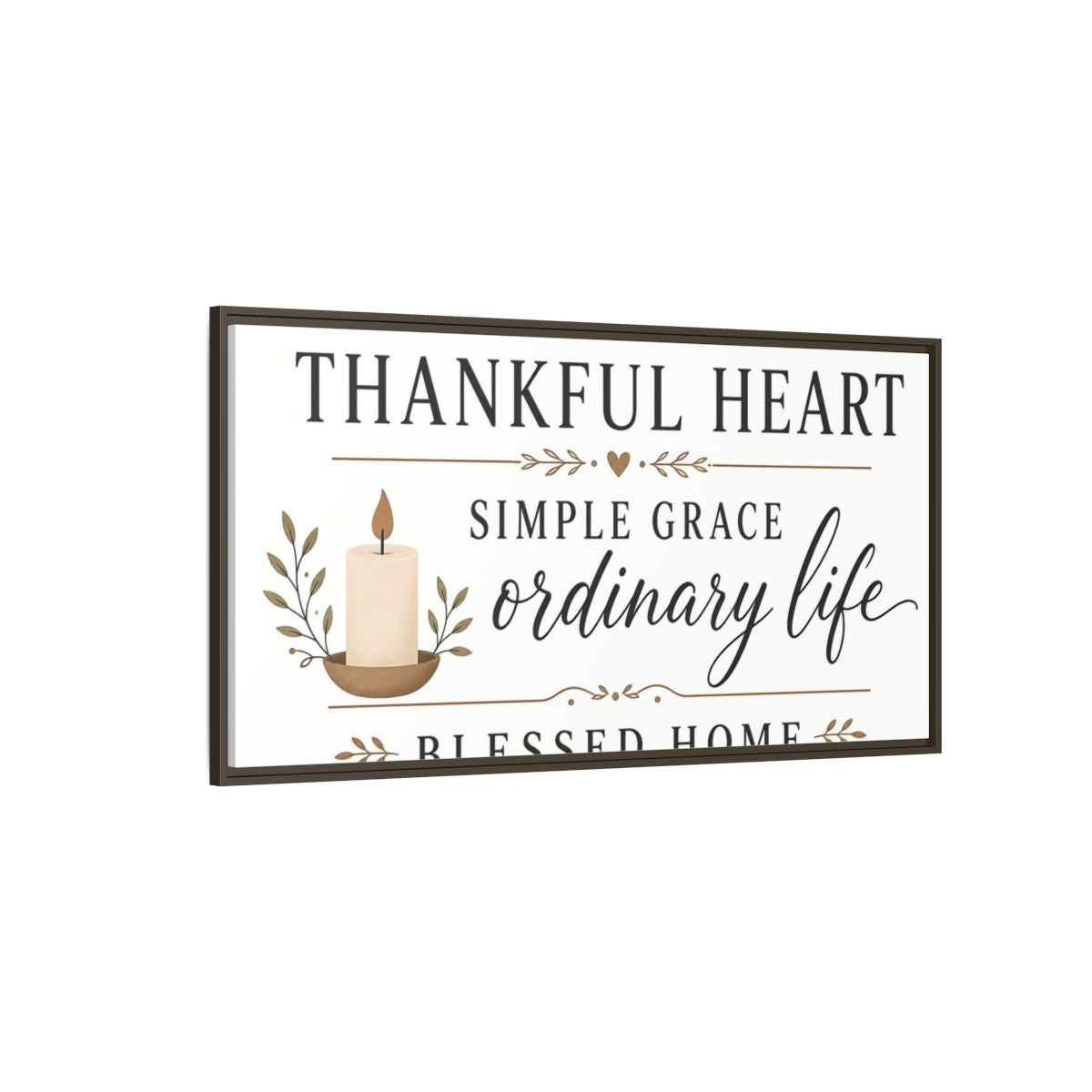 Side Mockup 4. Thankful Heart Wall Decor shown as framed canvas print