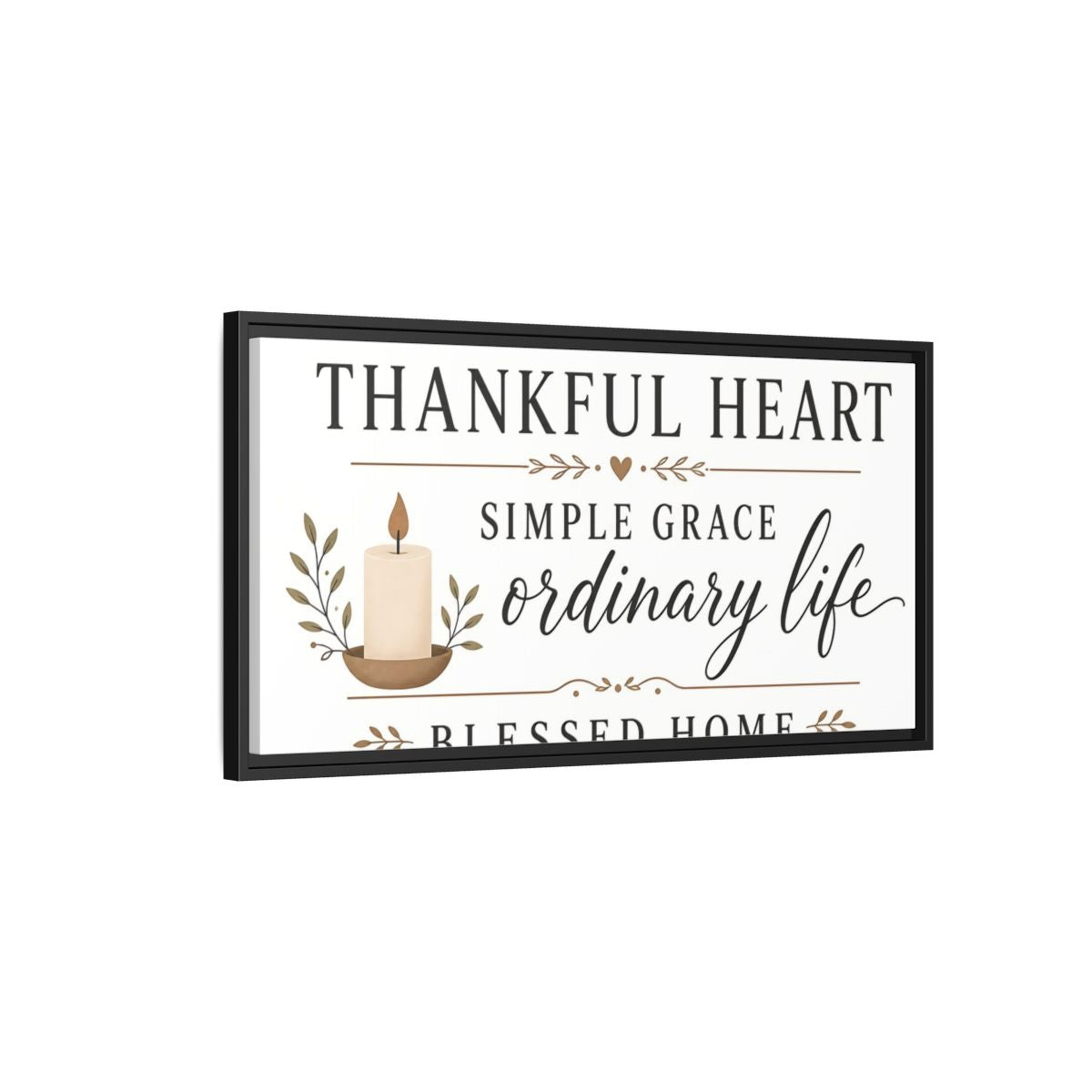 Side Mockup 2. Thankful Heart Wall Decor shown as framed canvas print