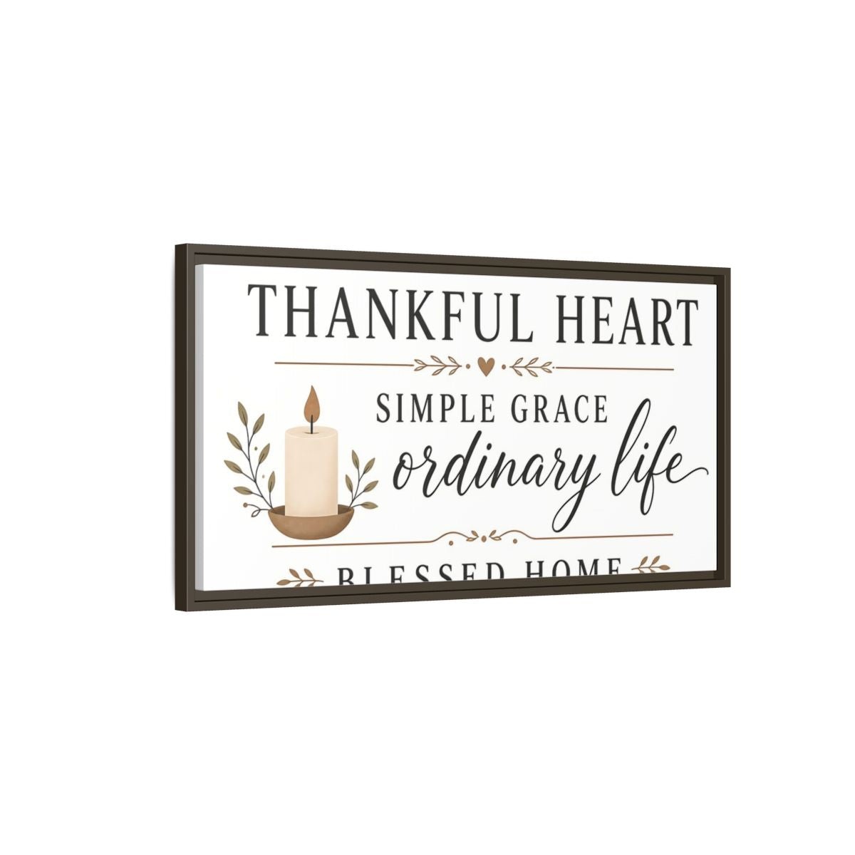 Main Mockup. Thankful Heart Wall Decor shown as framed canvas print