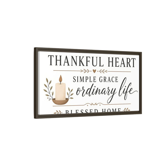 Main Mockup. Thankful Heart Wall Decor shown as framed canvas print