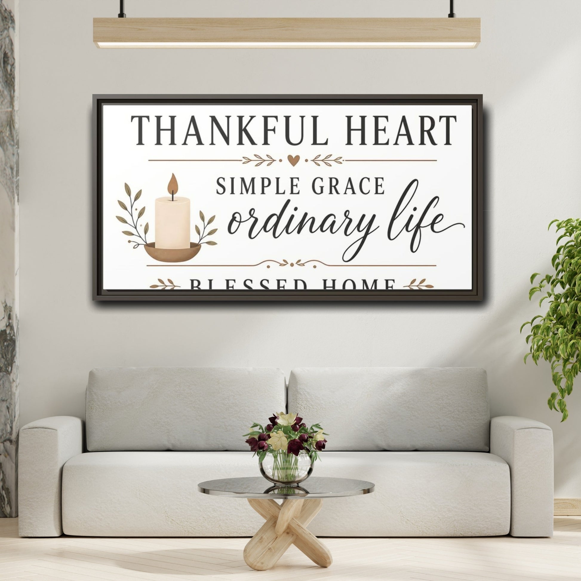 Mockup 2. Thankful Heart Wall Decor shown as framed canvas print