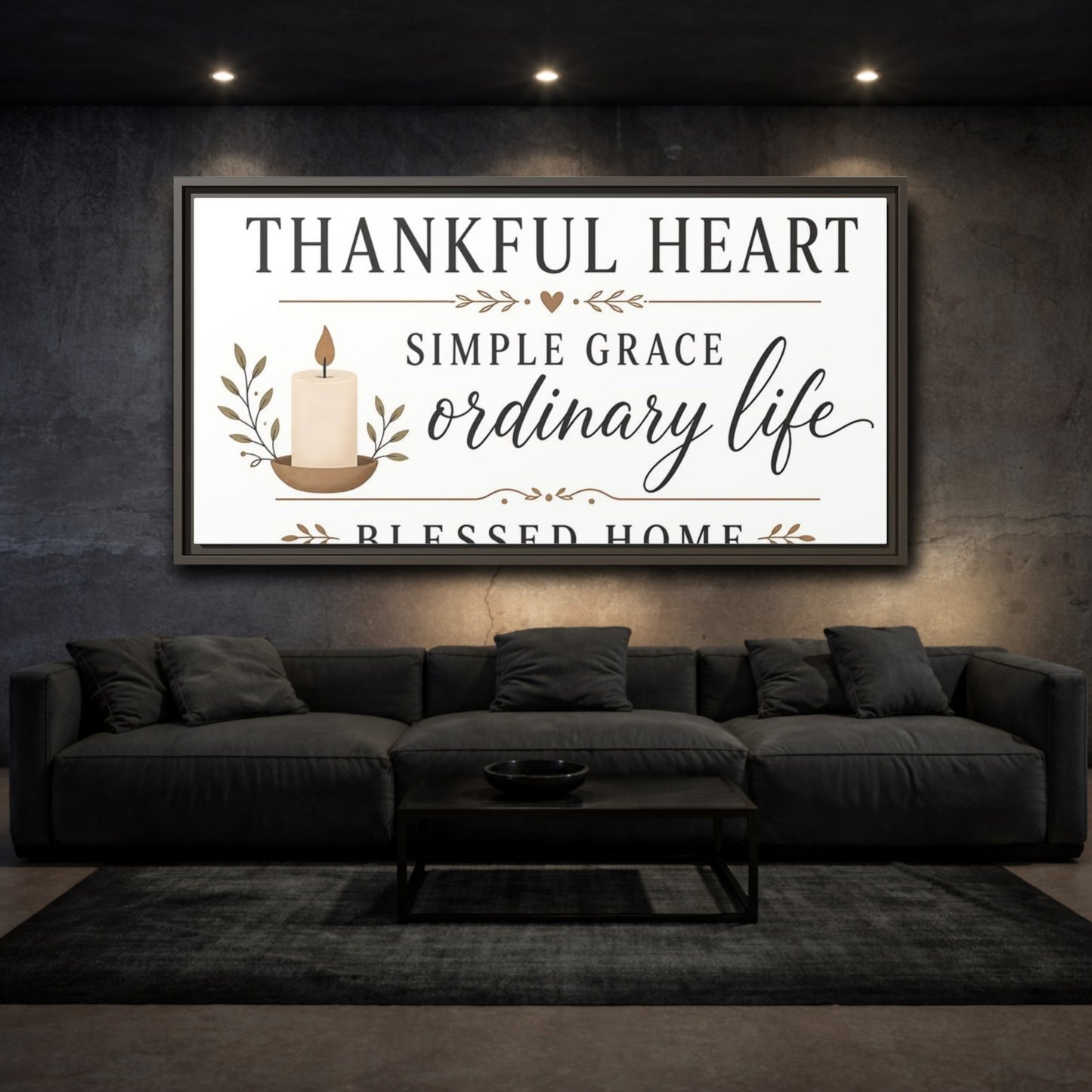 Mockup 3. Thankful Heart Wall Decor shown as framed canvas print