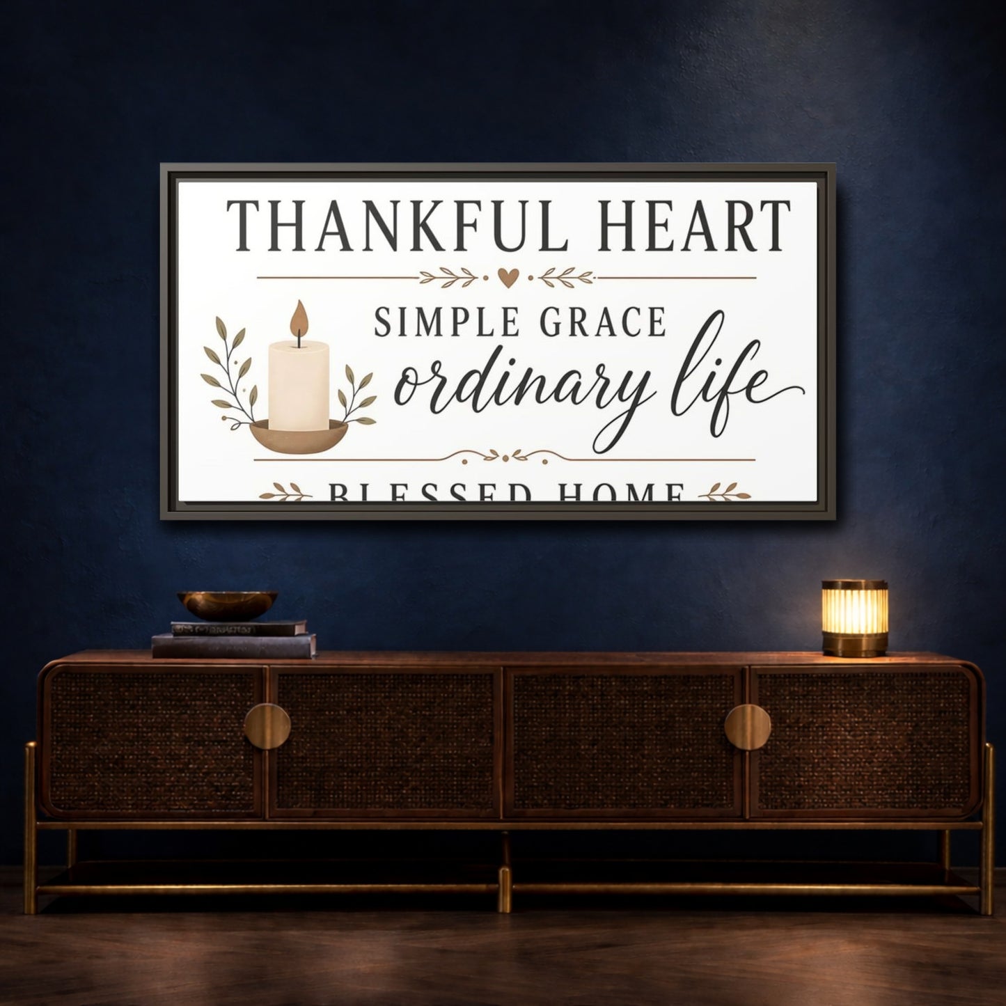Mockup 4. Thankful Heart Wall Decor shown as framed canvas print