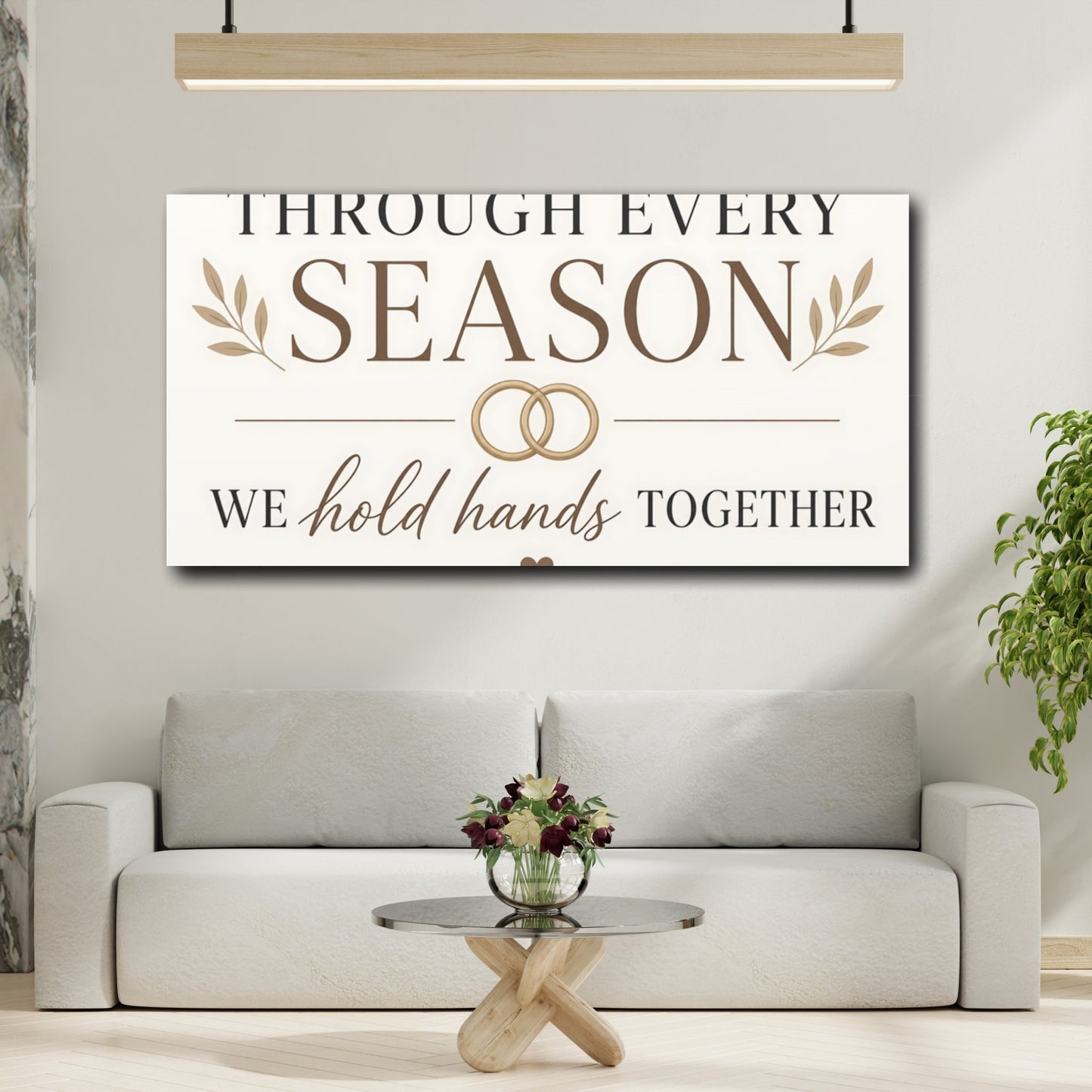 Mockup 2. Through Every Season Quote shown as canvas print