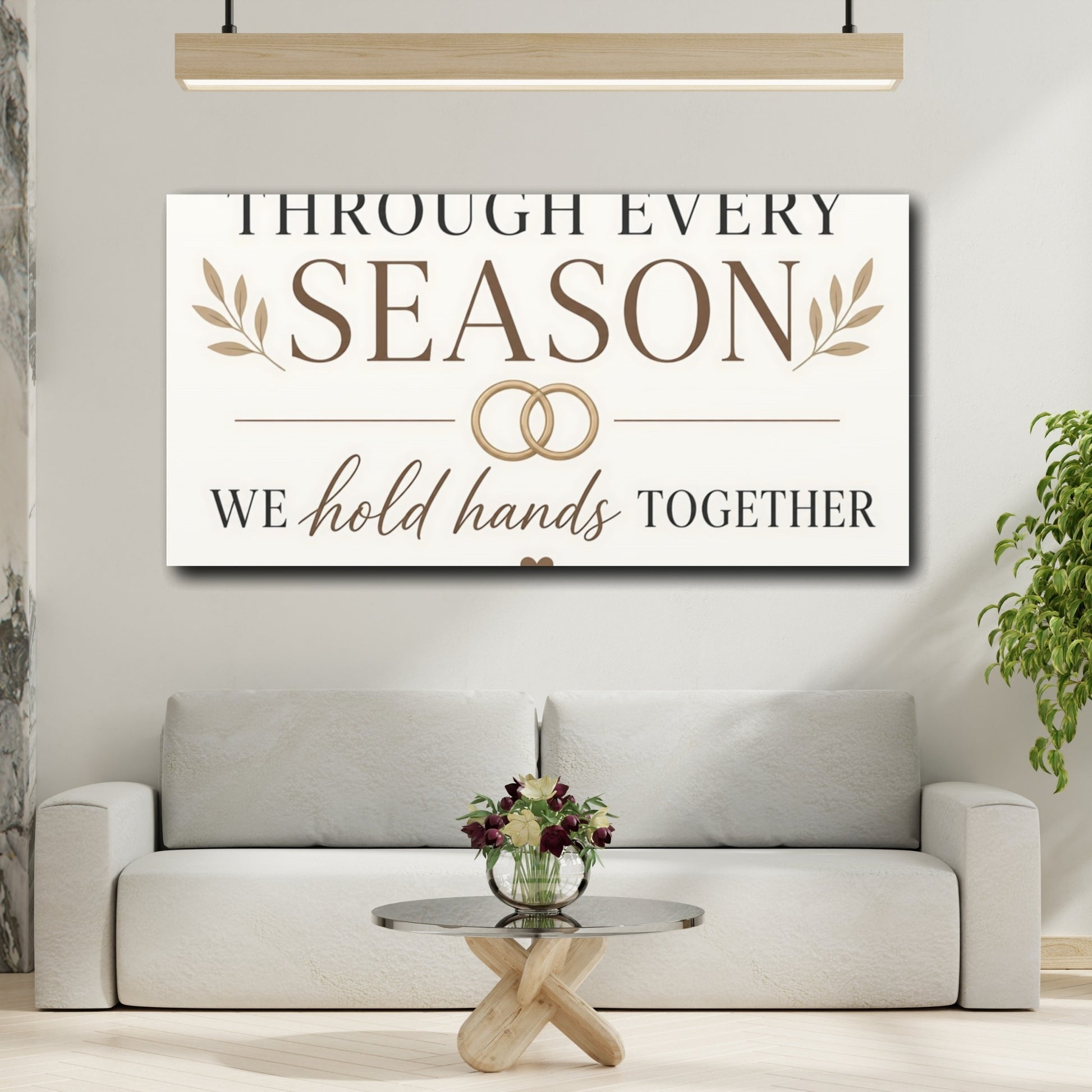 Mockup 2. Through Every Season Quote shown as canvas print