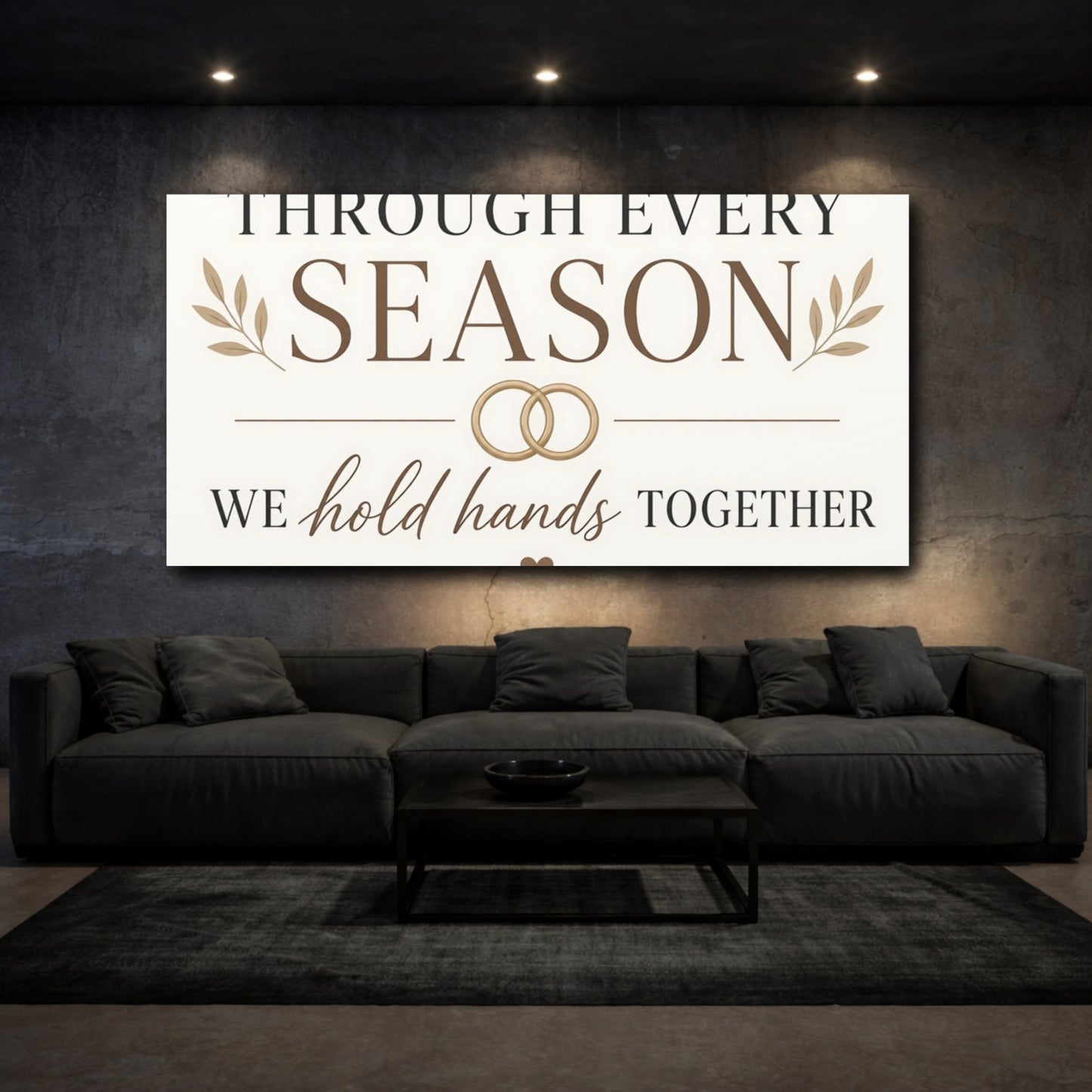 Mockup 3. Through Every Season Quote shown as canvas print