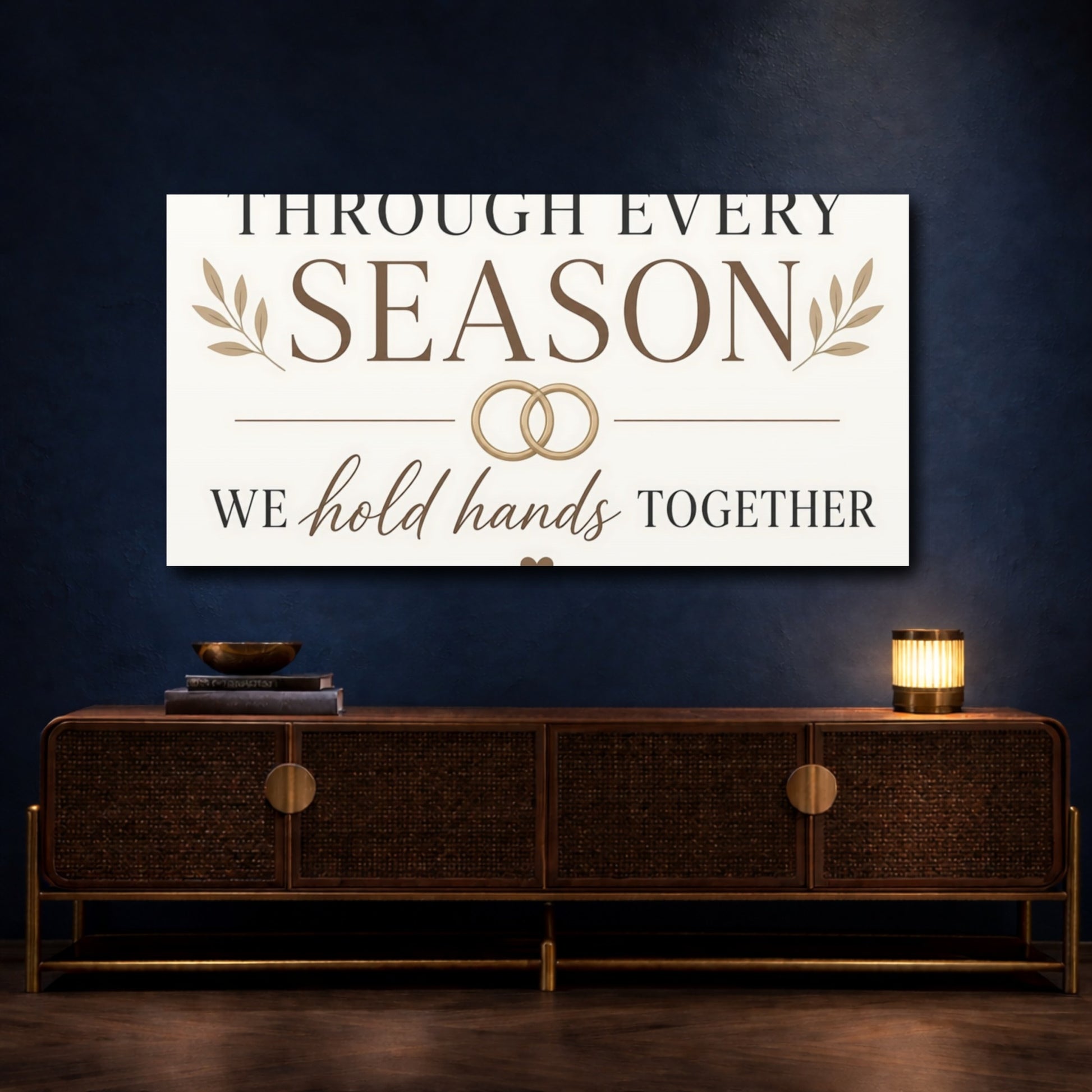 Mockup 4. Through Every Season Quote shown as canvas print