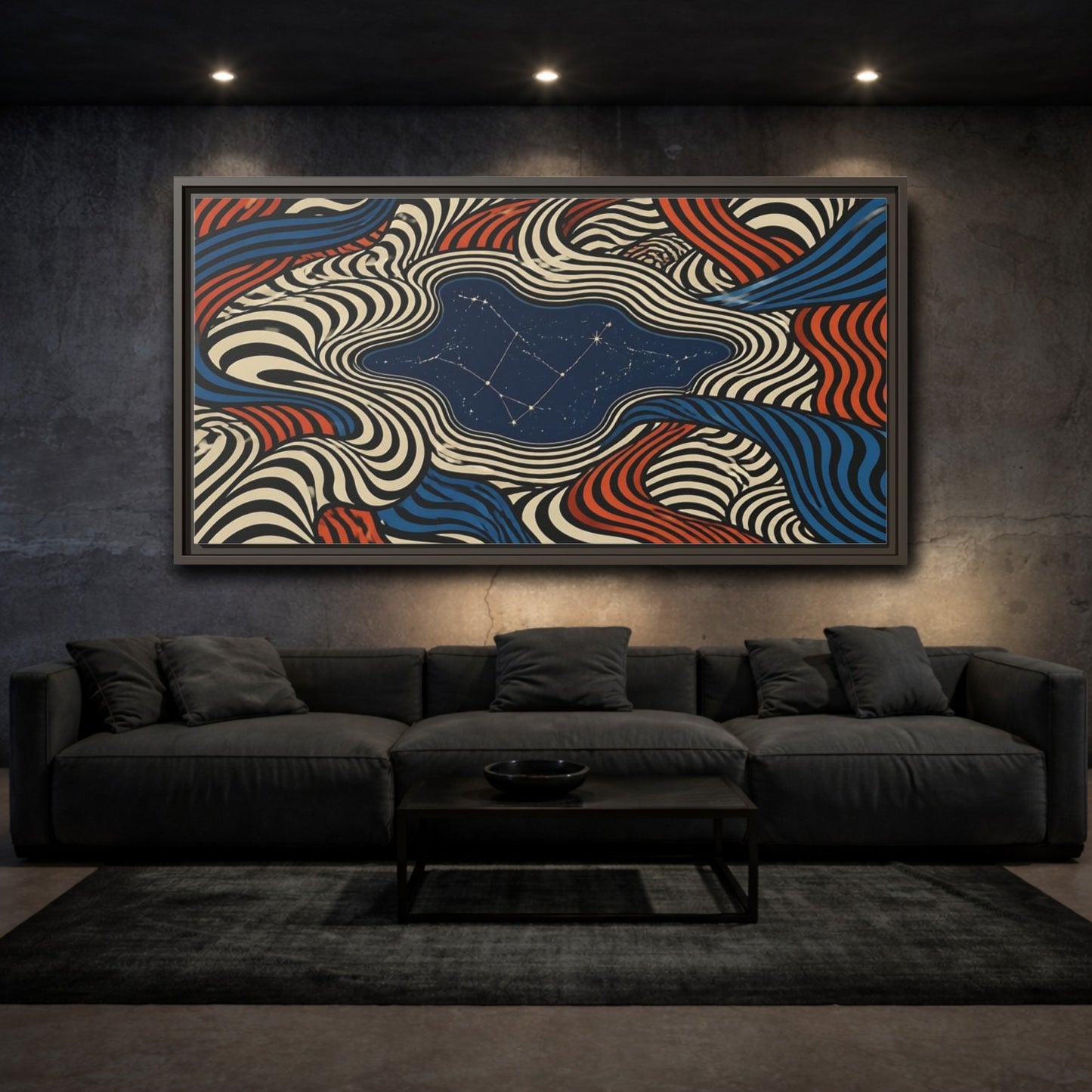 Mockup 3. Tidal Pool Constellation shown as framed canvas print