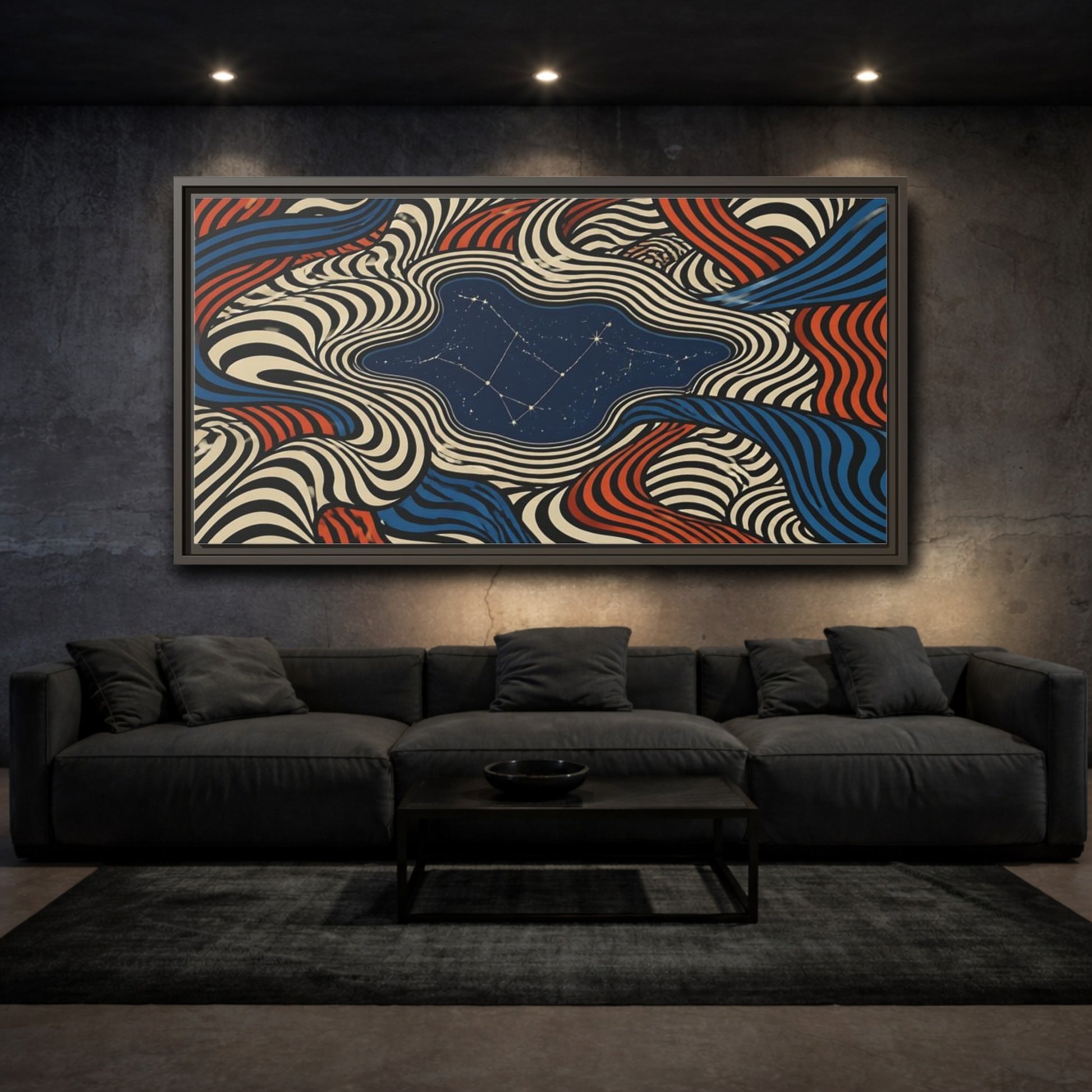 Mockup 3. Tidal Pool Constellation shown as framed canvas print