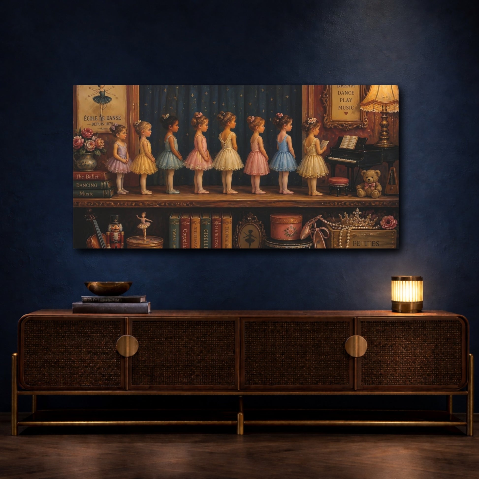Mockup 4. Tiny Ballerinas On Stage shown as canvas print