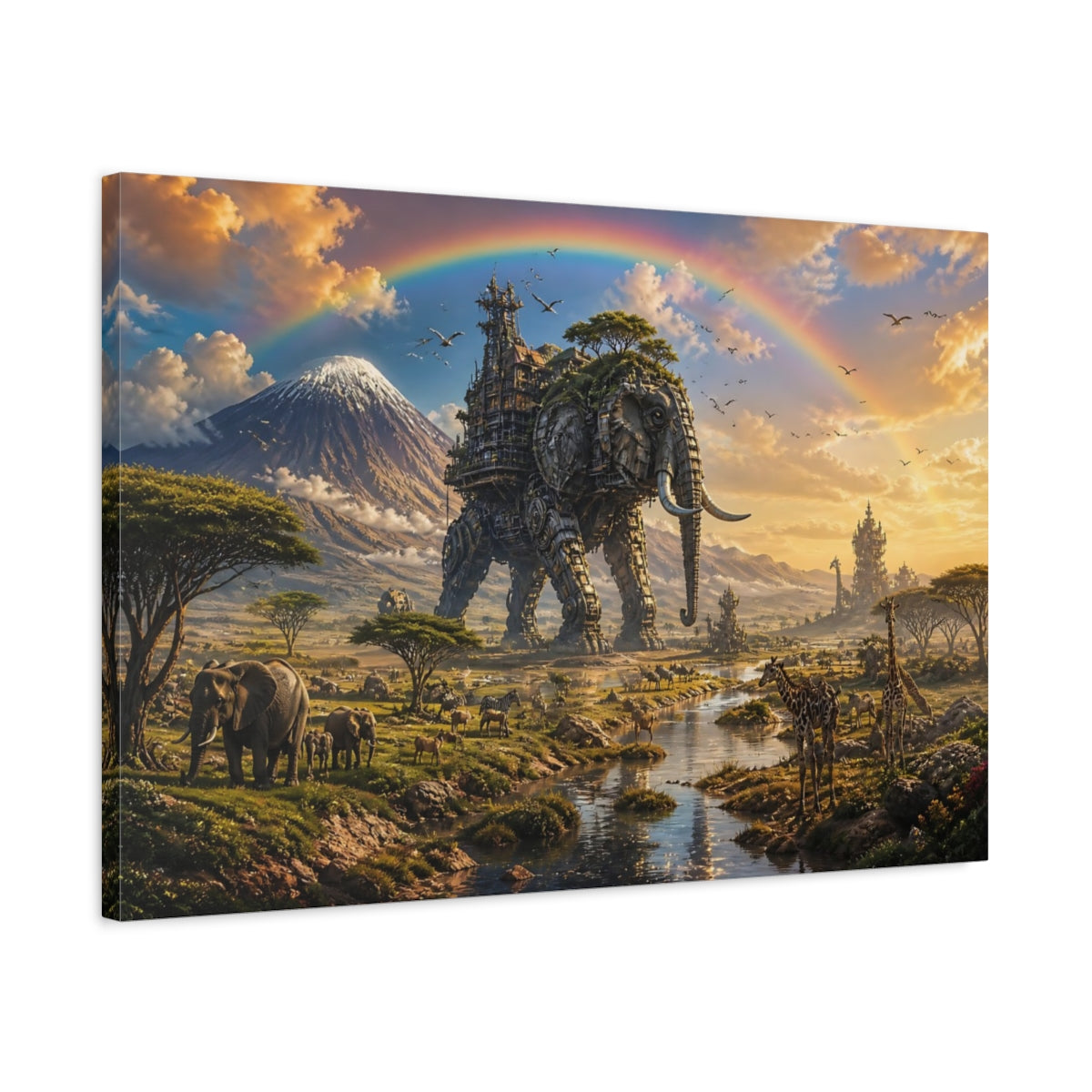 Side Mockup 2. Titan Of The Savannah shown as canvas print