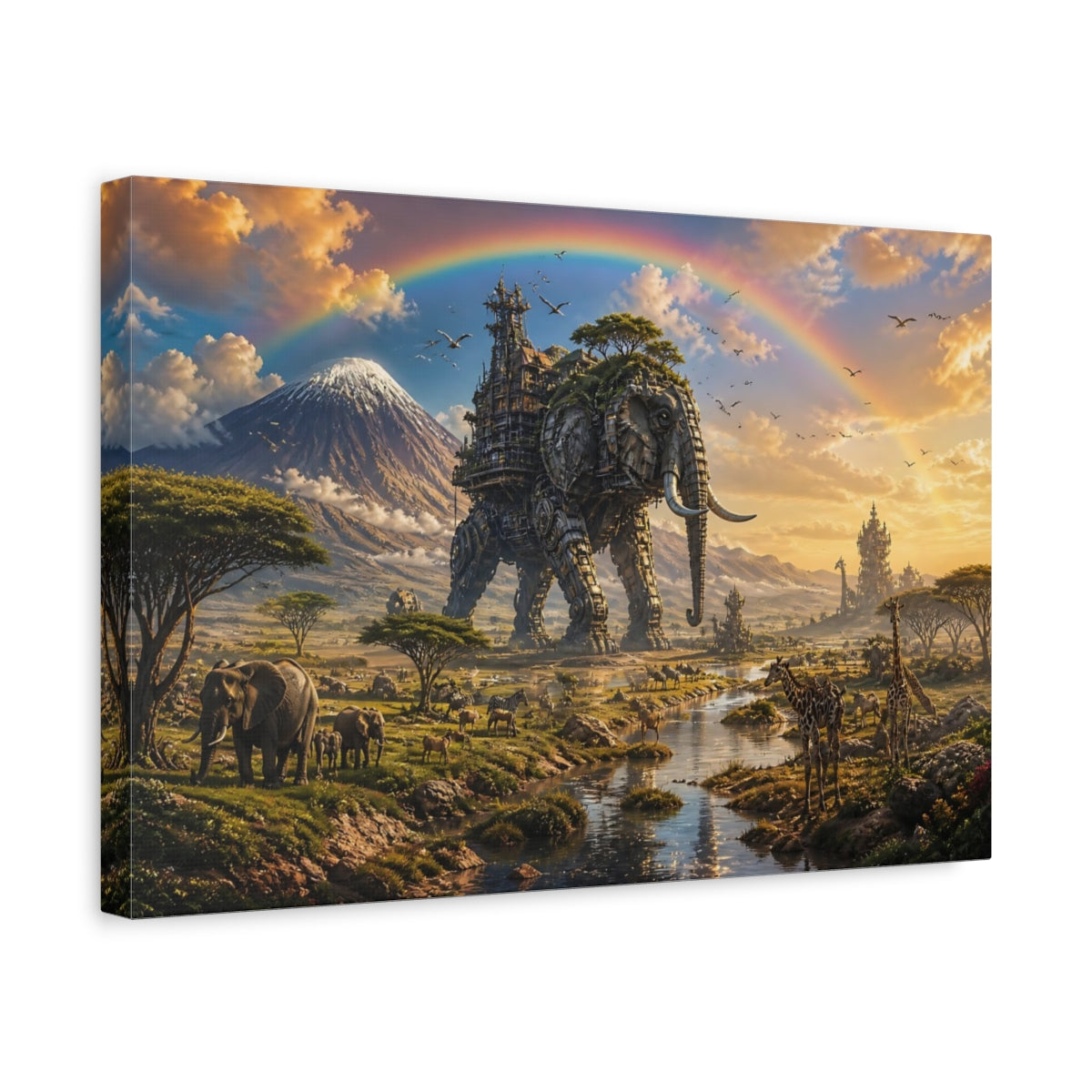 Side Mockup 4. Titan Of The Savannah shown as canvas print