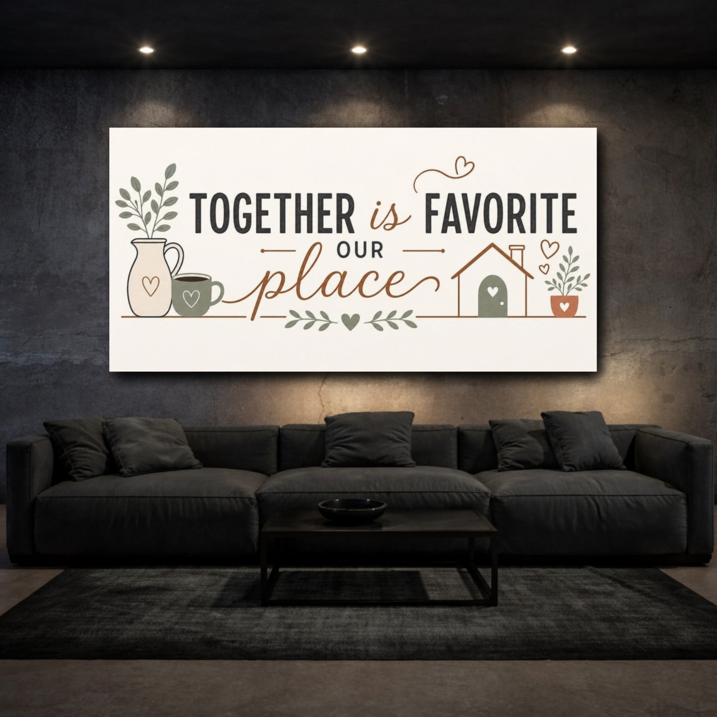 Mockup 3. Together Is Our Favorite Place shown as canvas print