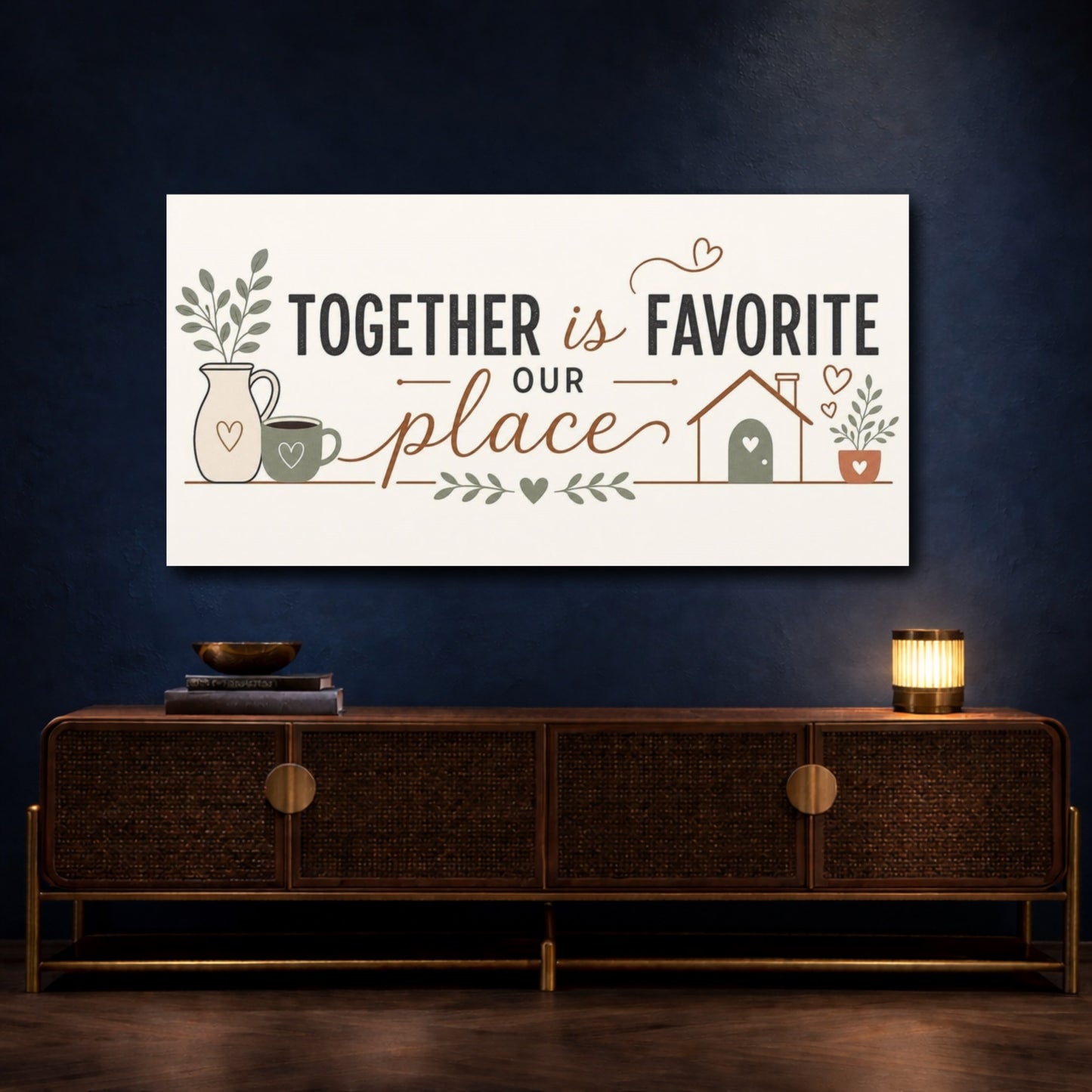 Mockup 4. Together Is Our Favorite Place shown as canvas print