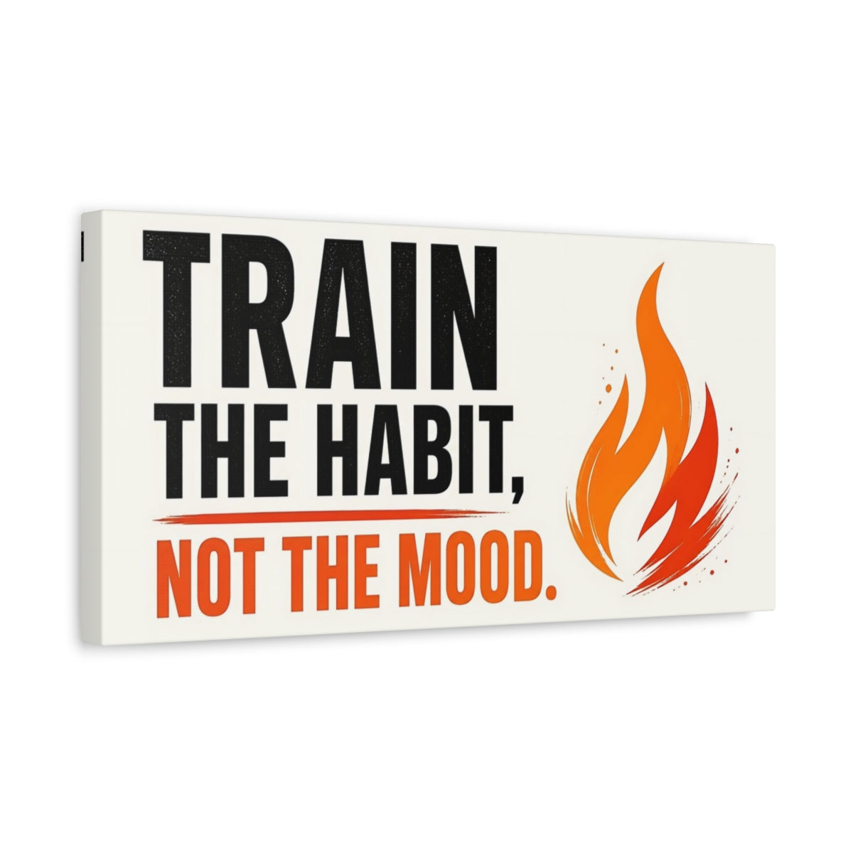 Side Mockup 3. Train The Habit Typography shown as canvas print