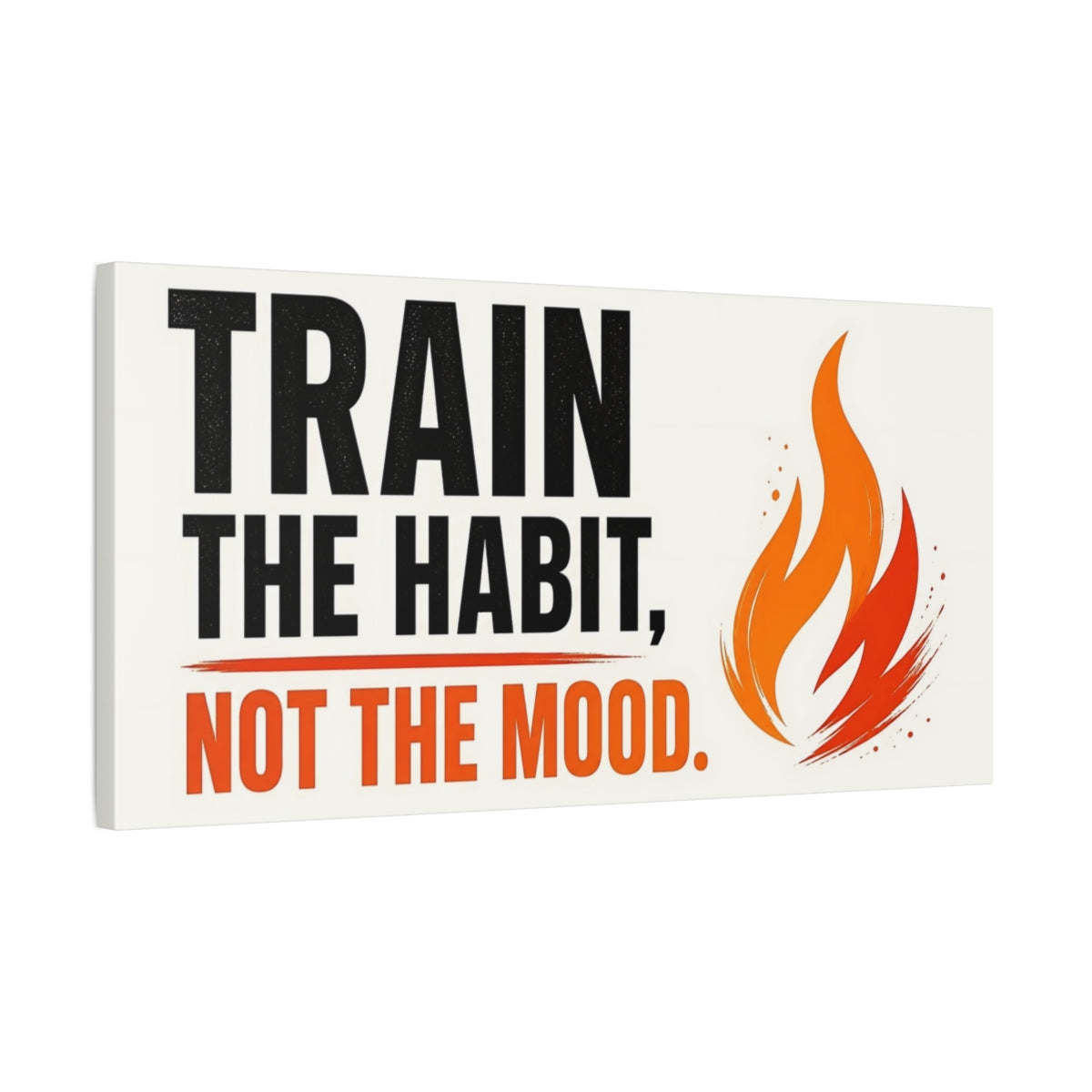 Side Mockup 1. Train The Habit Typography shown as canvas print
